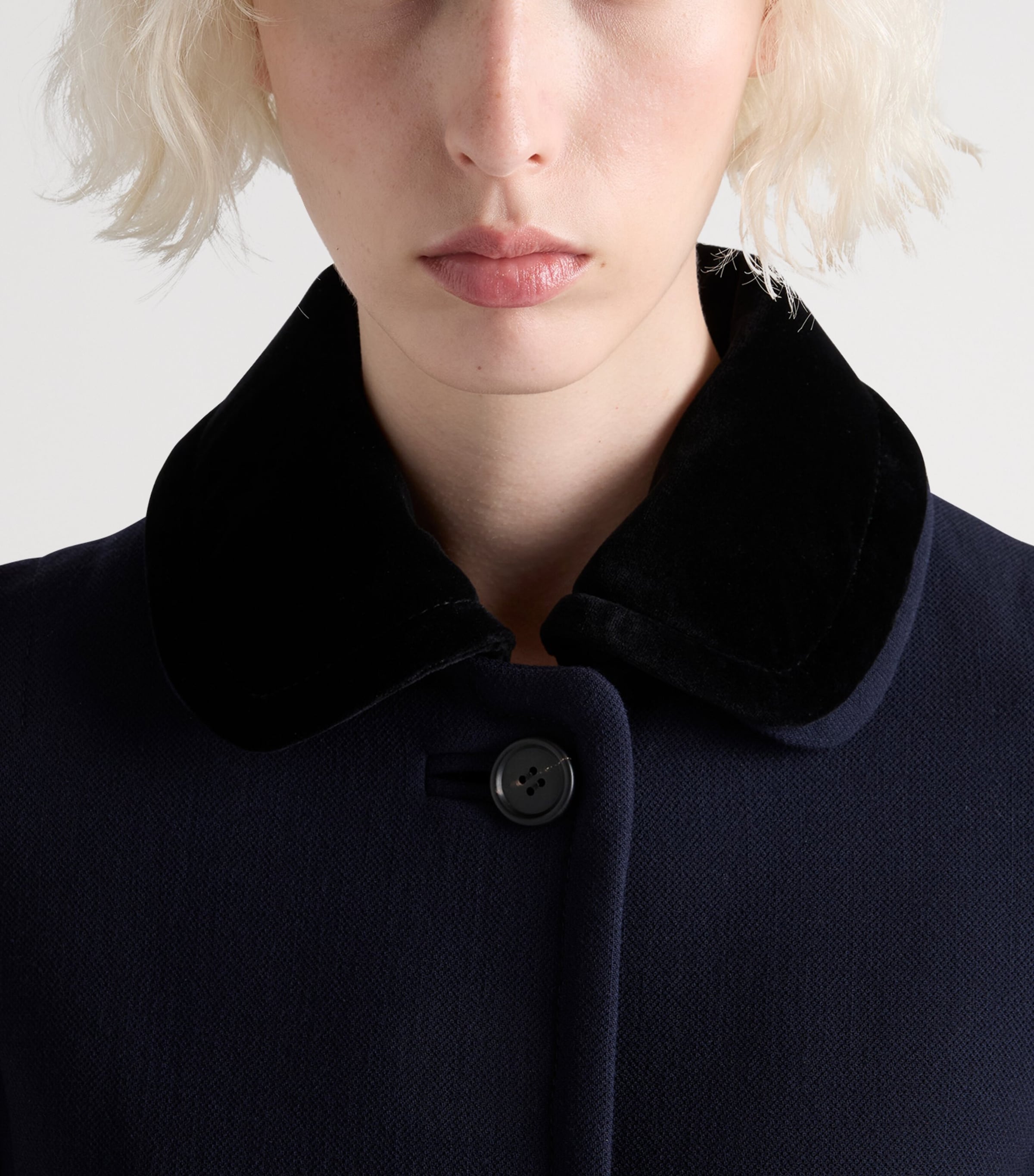 Natté Wool Velvet-Collar Coat F0008 Image 3