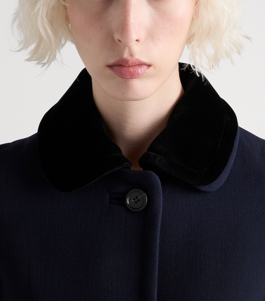 Natté Wool Velvet-Collar Coat F0008 Image 3