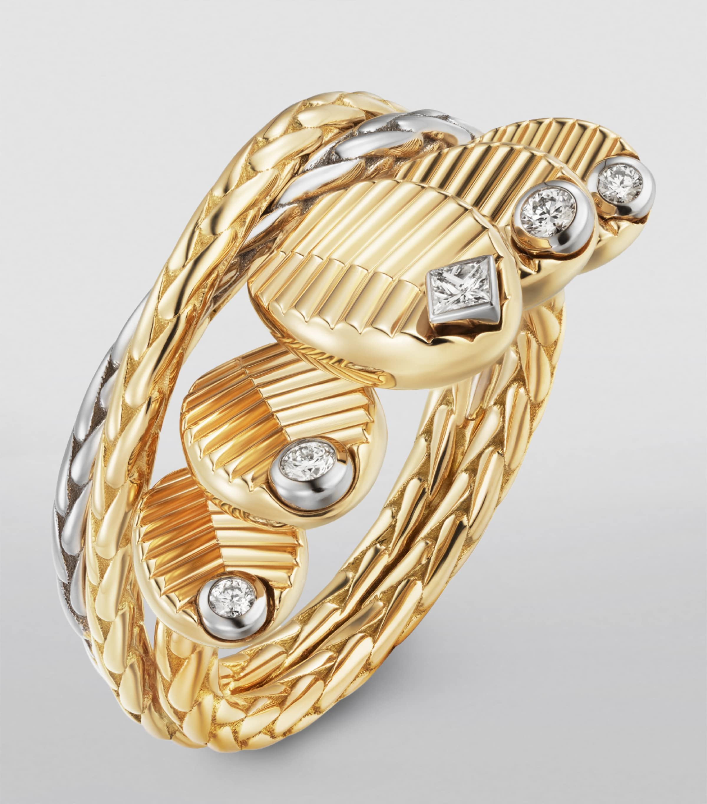 Yellow Gold, White Gold and Diamond Grain de Café Ring YELLOW GOLD Image 6