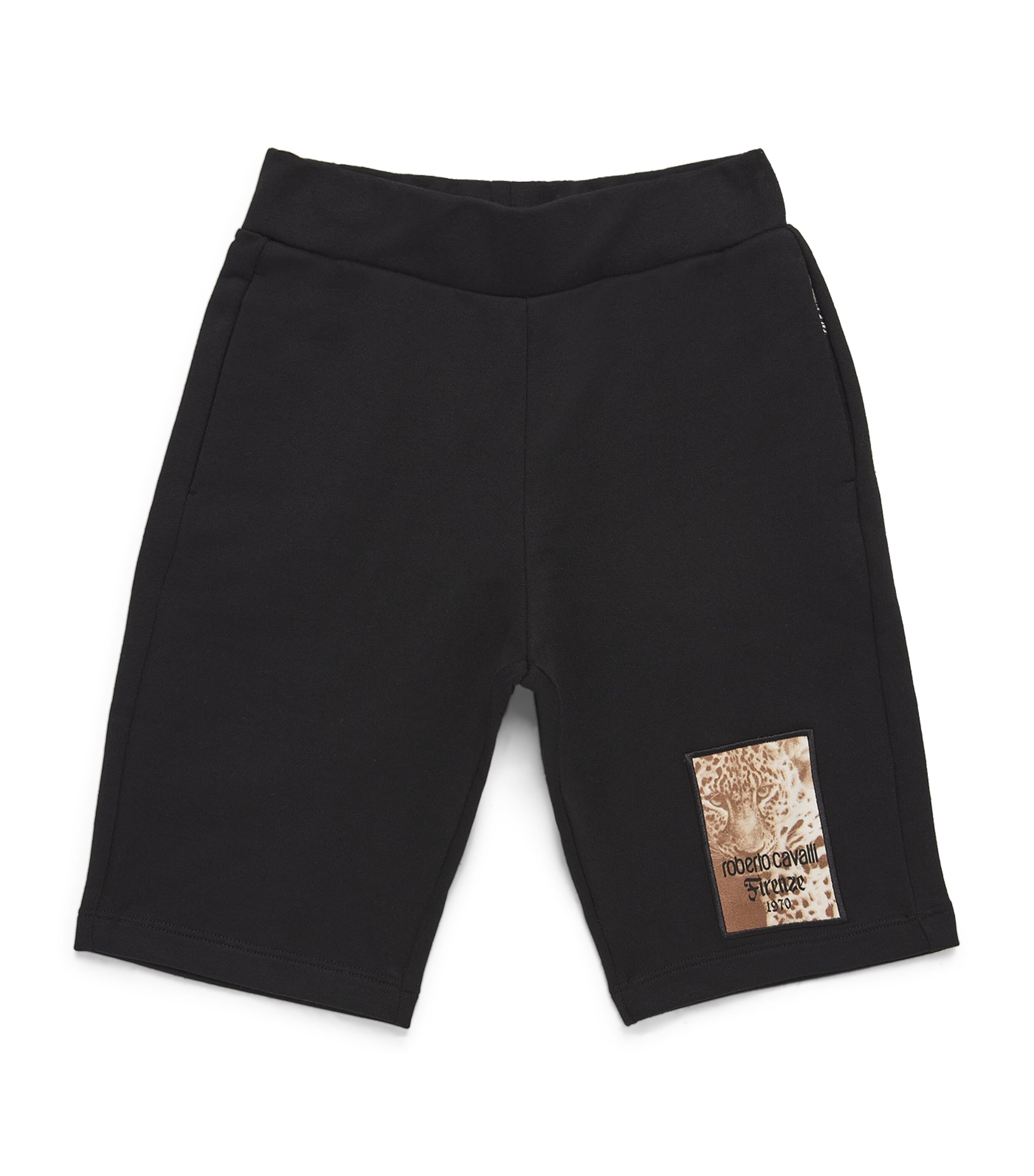 Shop Roberto Cavalli Junior Leopard Logo Bermuda Shorts In Black