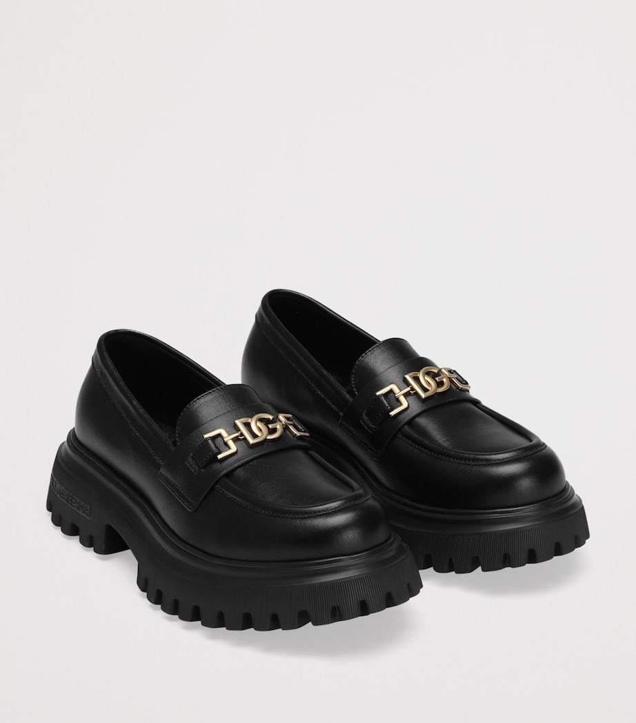 Leather Logo Loafers 80999-BLACK Image 2