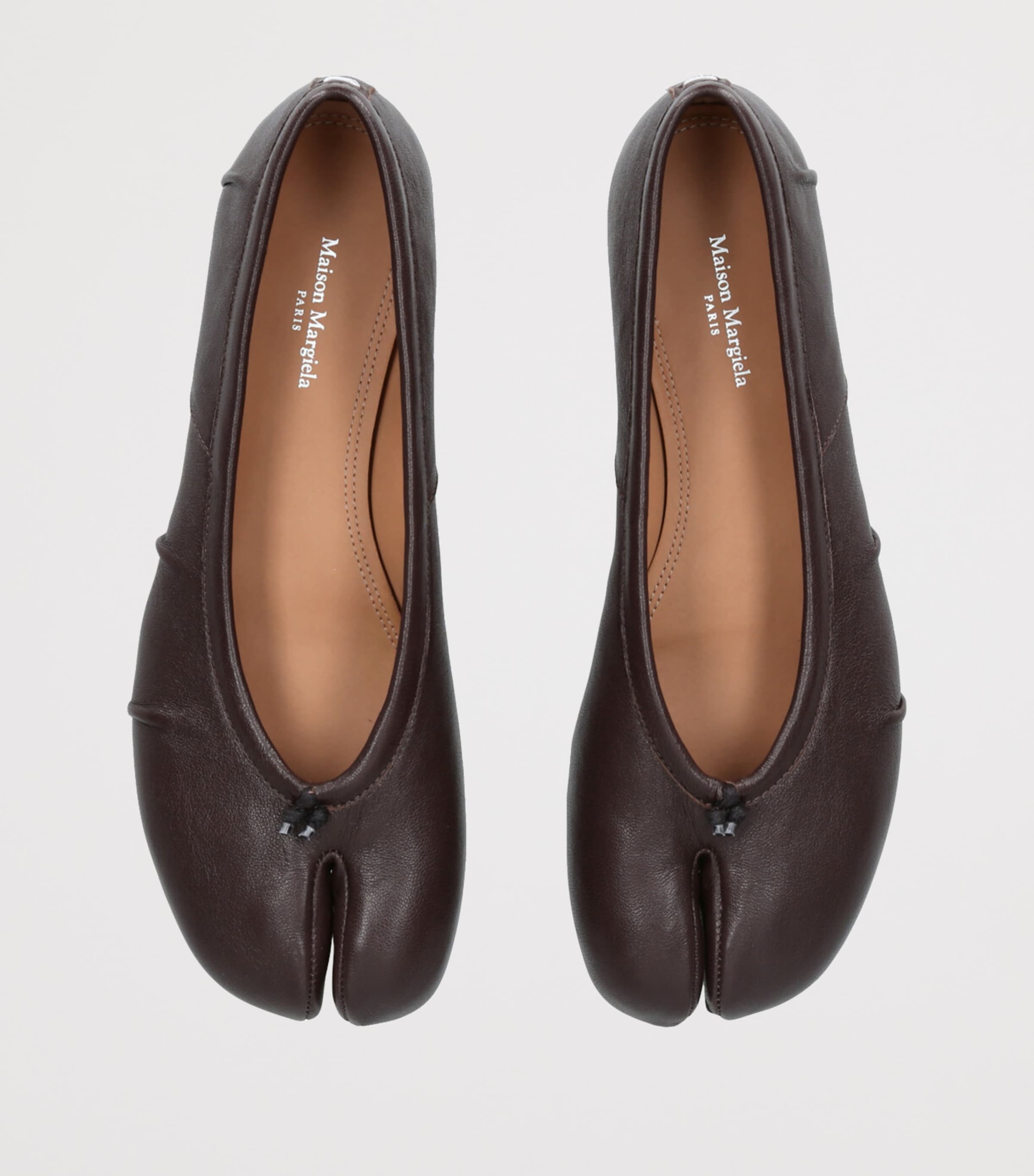 Maison Margiela Leather Tabi Ballet Flats Dark Brown Image 5