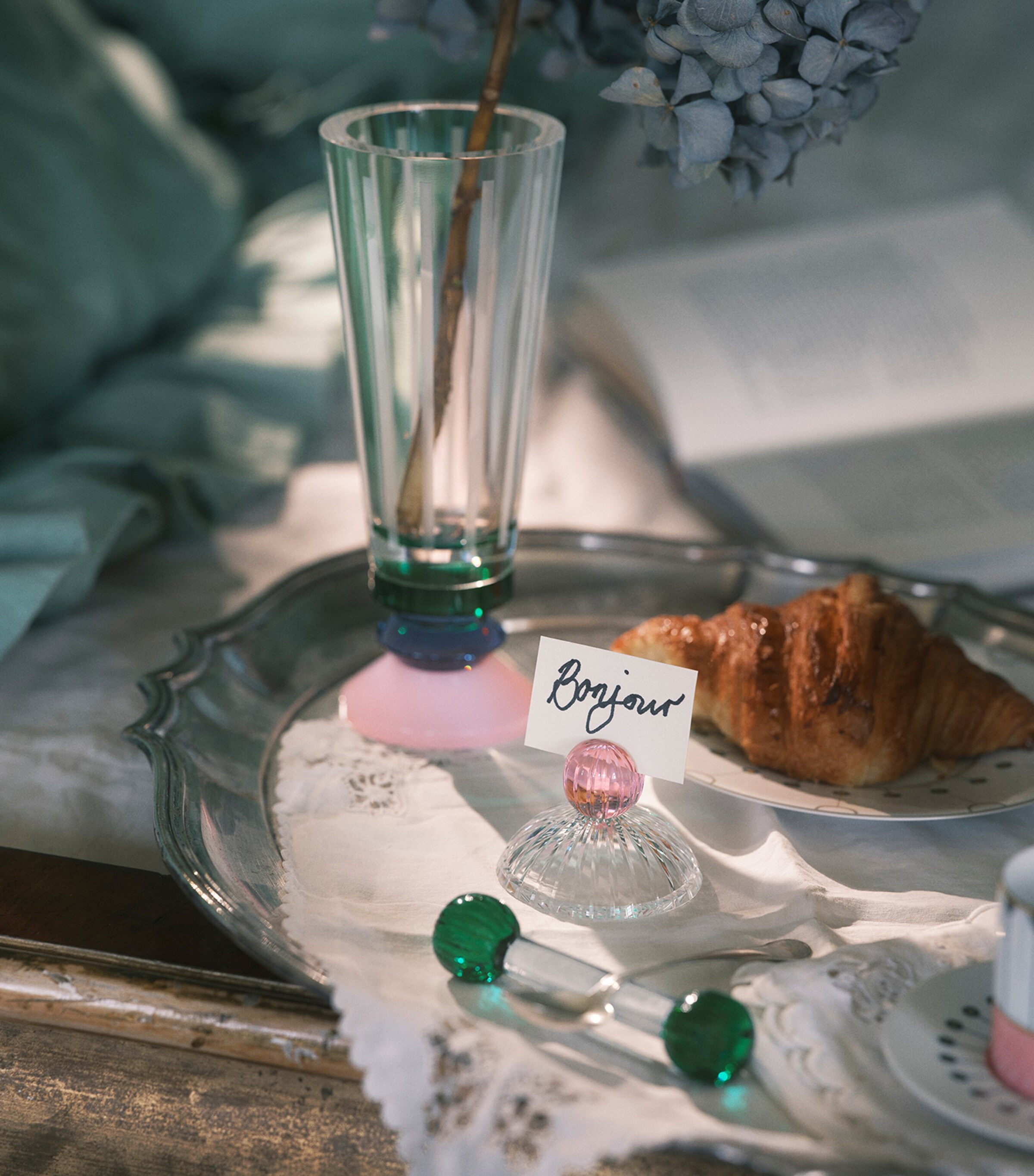 Reflections Copenhagen Crystal Louis Place Card Holder Pink & Clear Image 3