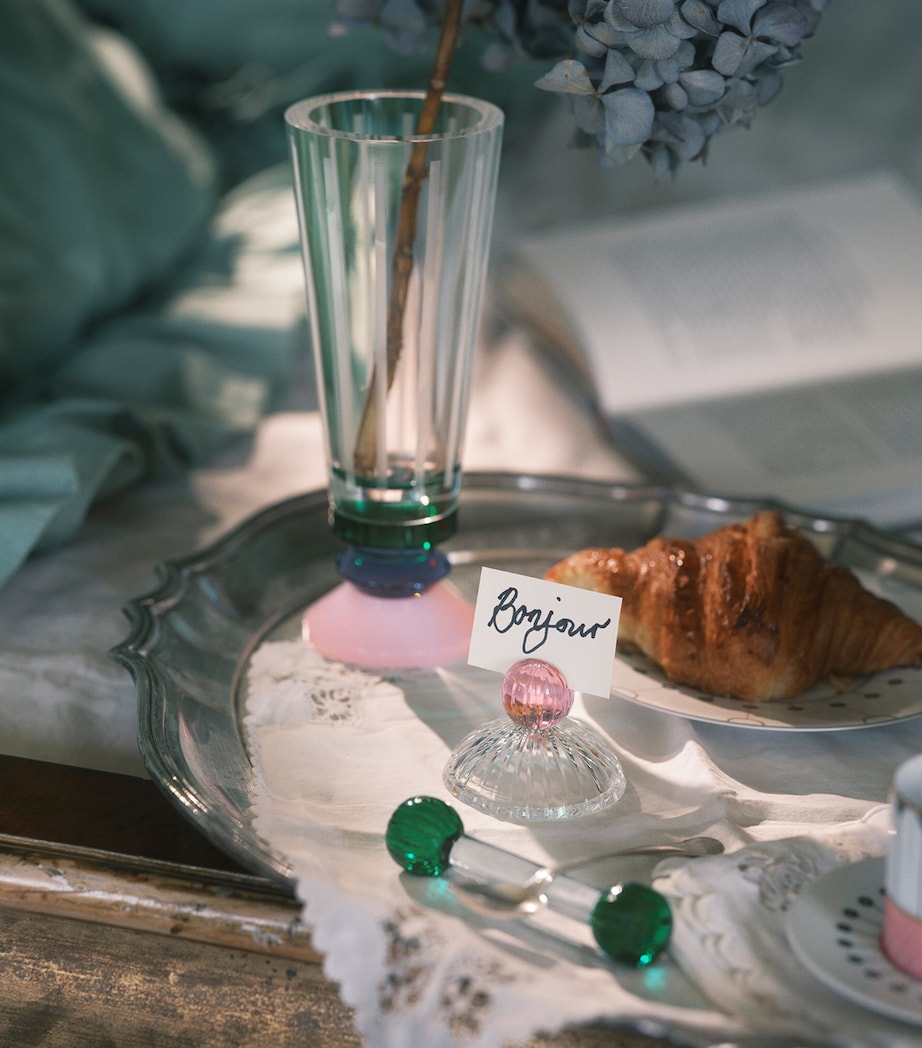 Reflections Copenhagen Crystal Louis Place Card Holder Pink & Clear Image 3