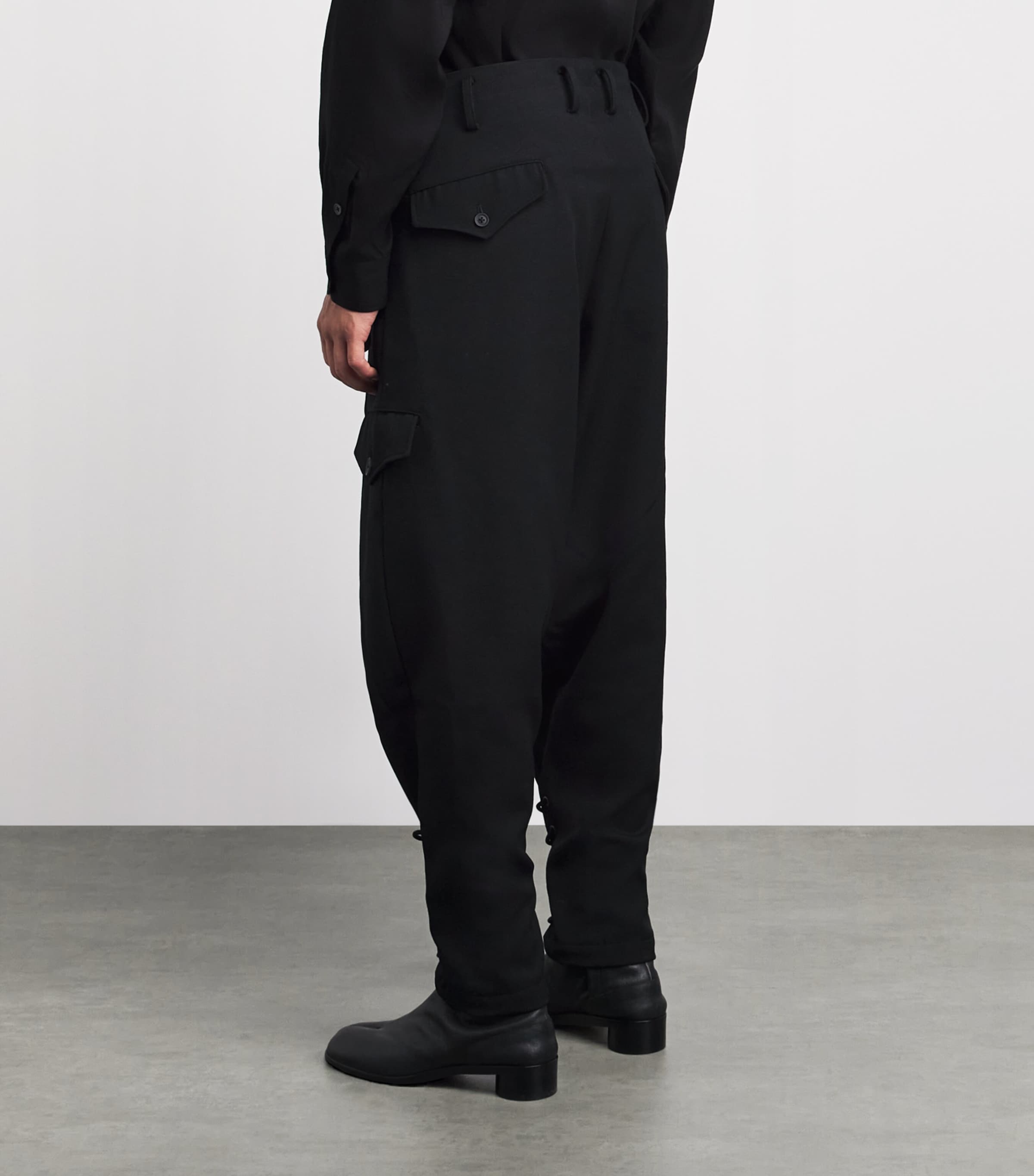 Yohji Yamamoto Mens Wool Gabardine Trousers Black Image 5