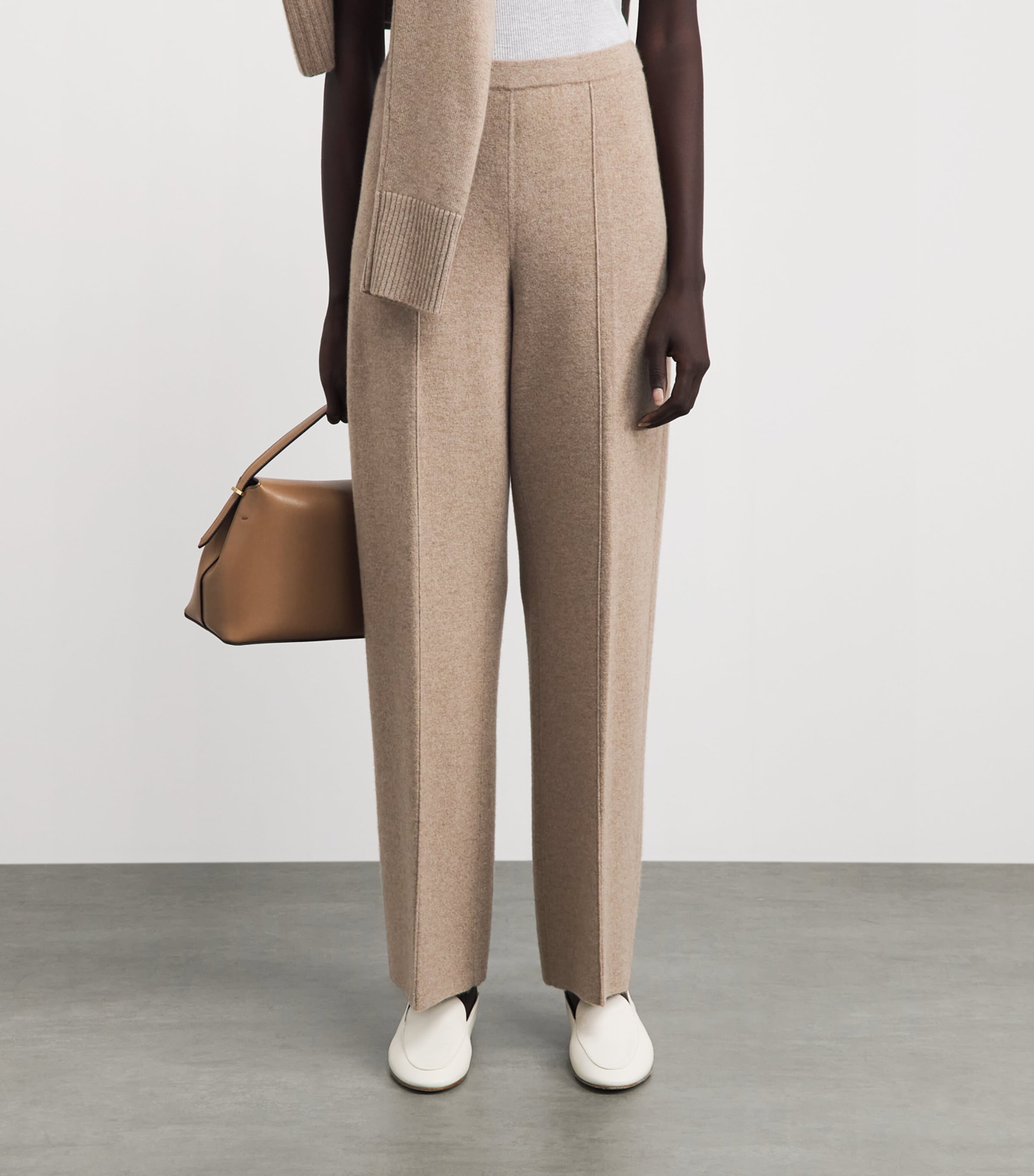 Lafayette 148 Womens Cashmere-Blend Trousers Hickory Melange Image 4