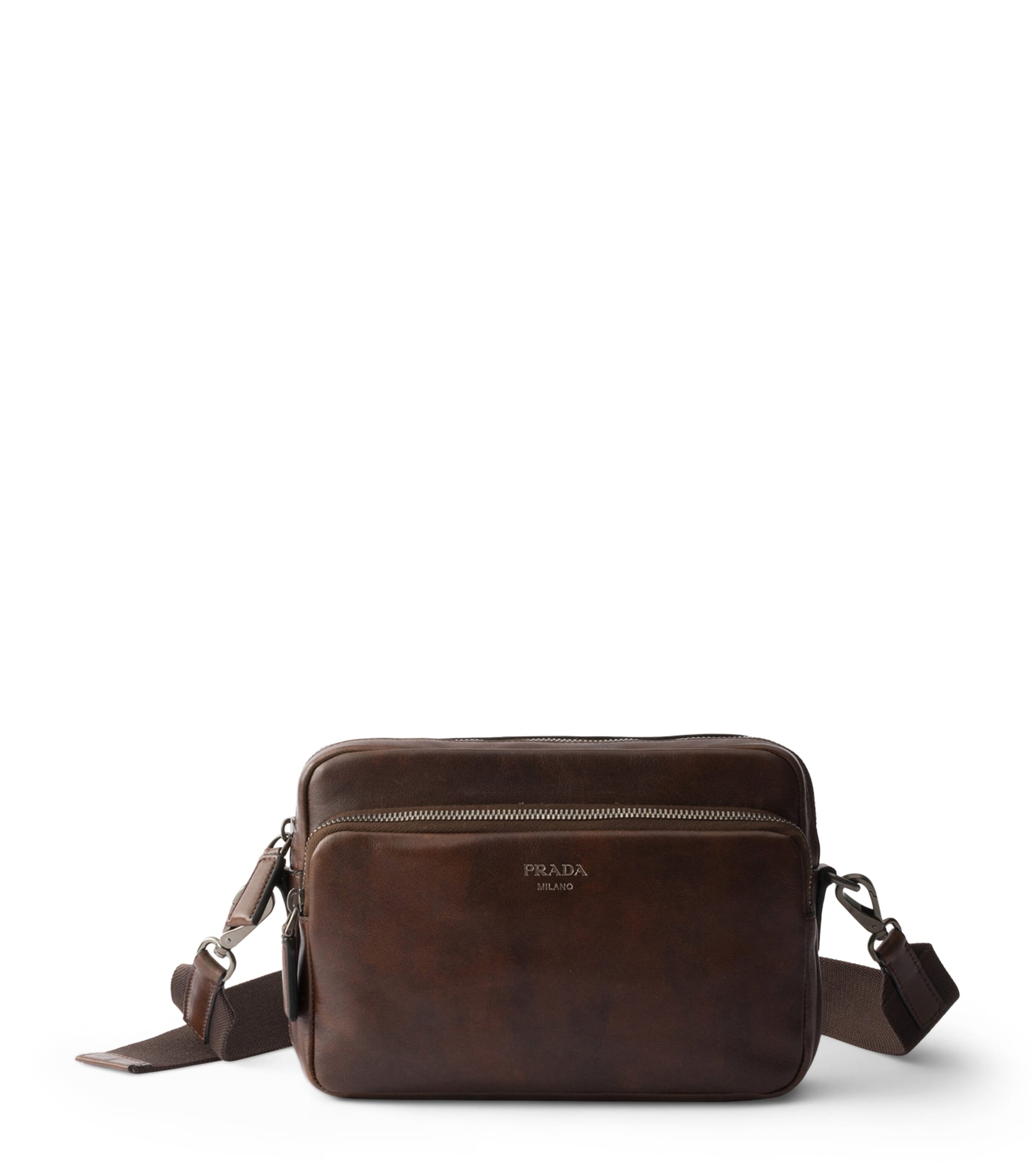 Prada Leather Shoulder Bag Brown Image 1