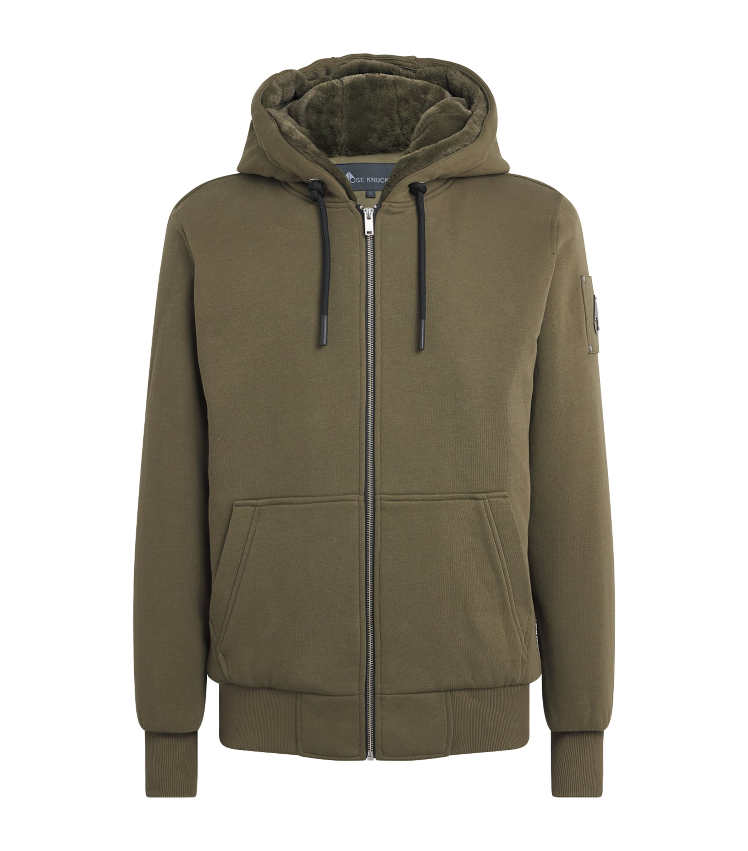 Moose Knuckles Mens Padded Bunny Zip-Up Hoodie Combat Image 1