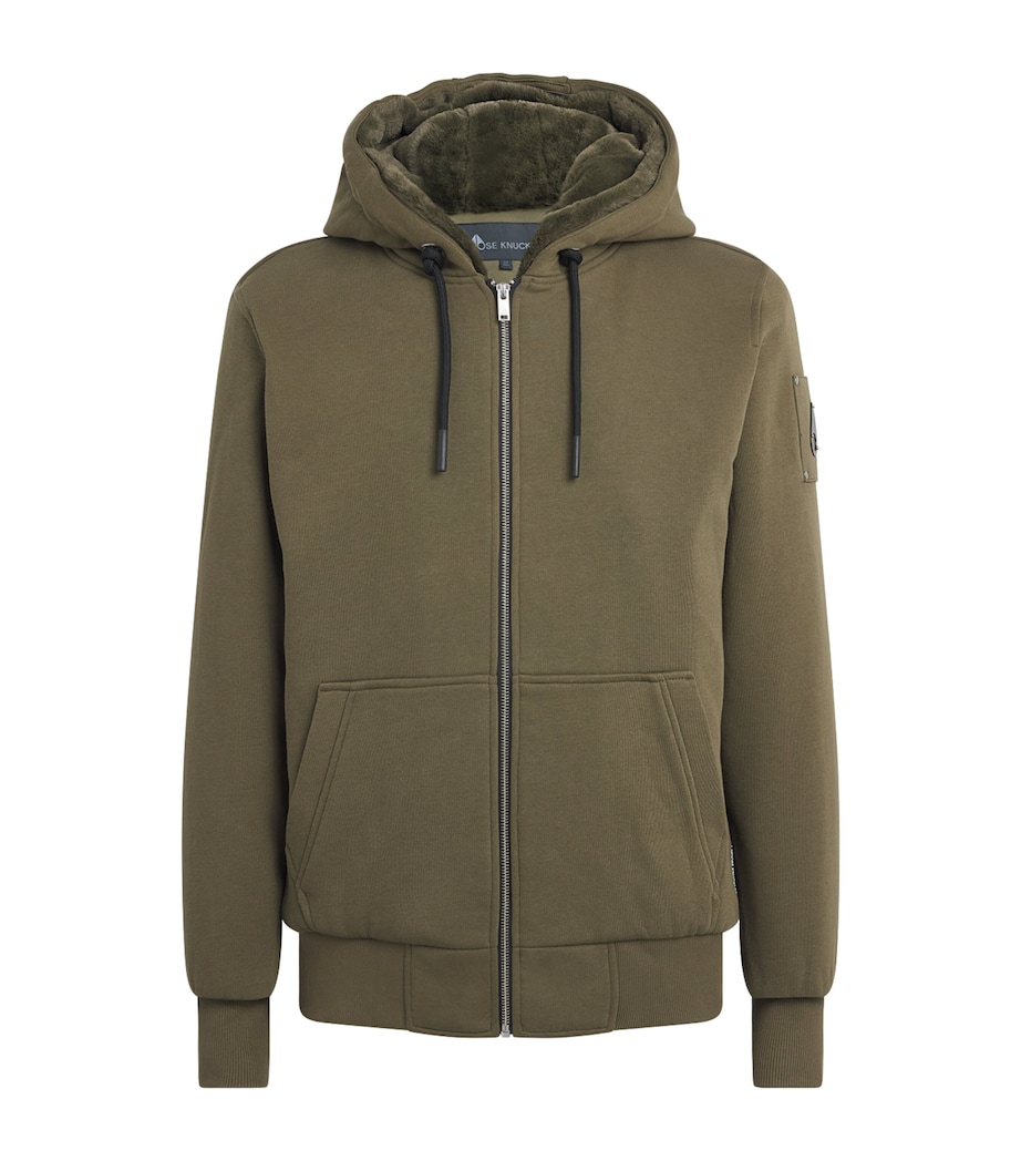 Moose Knuckles Mens Padded Bunny Zip-Up Hoodie Combat Image 1