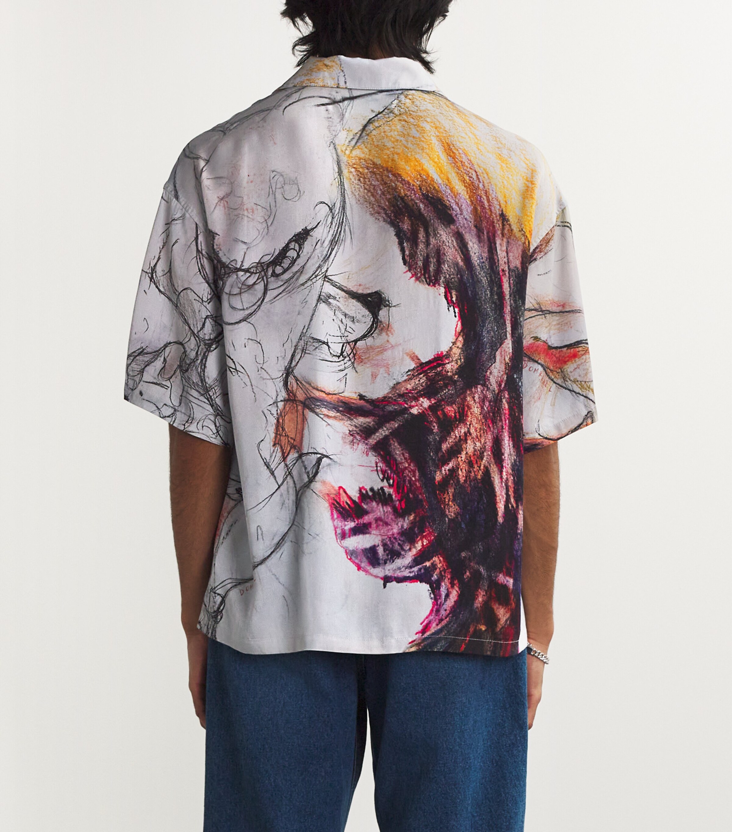 DOMREBEL Mens Sketch Ascend Print Shirt Beige Image 4