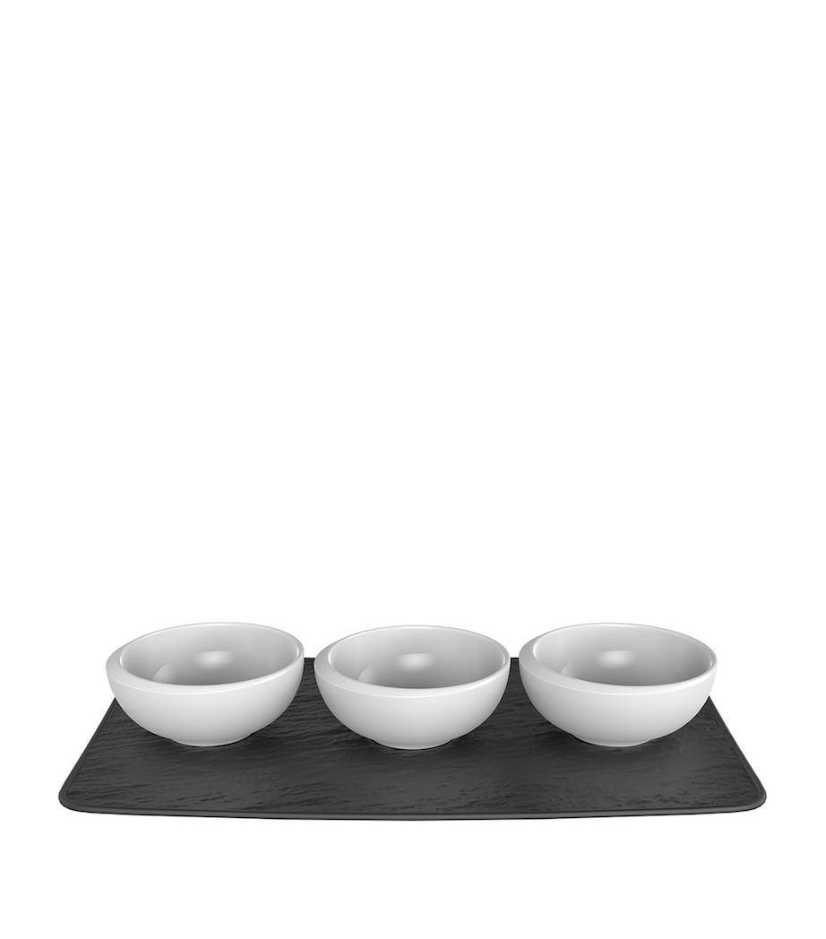NewMoon Dip Bowl and Presentation Plate (Set of 4) WHITE Image 1
