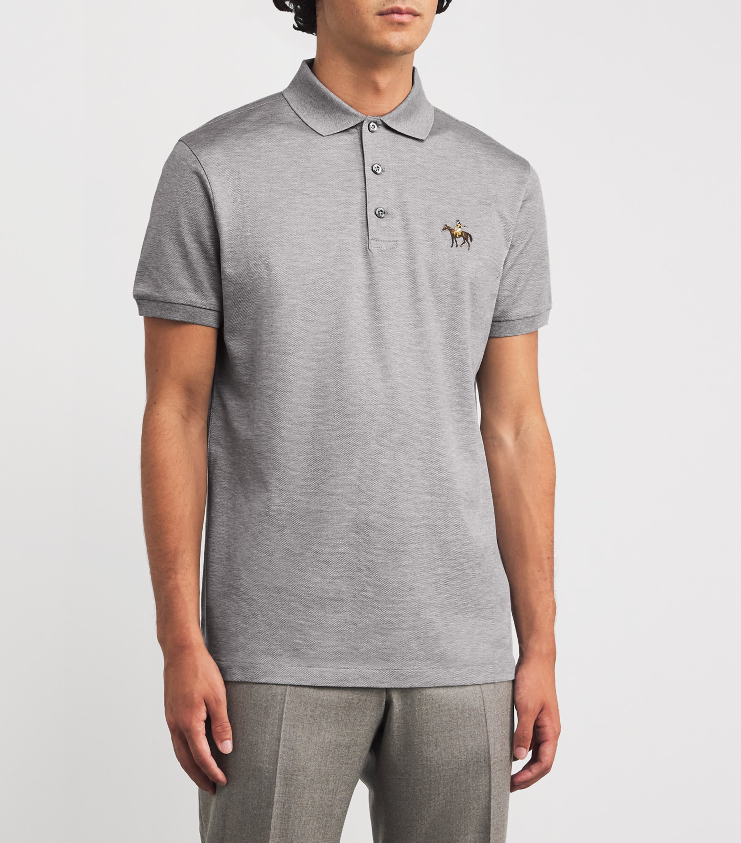 Cotton Logo Polo Shirt CLASSIC LIGHT GREY Image 3