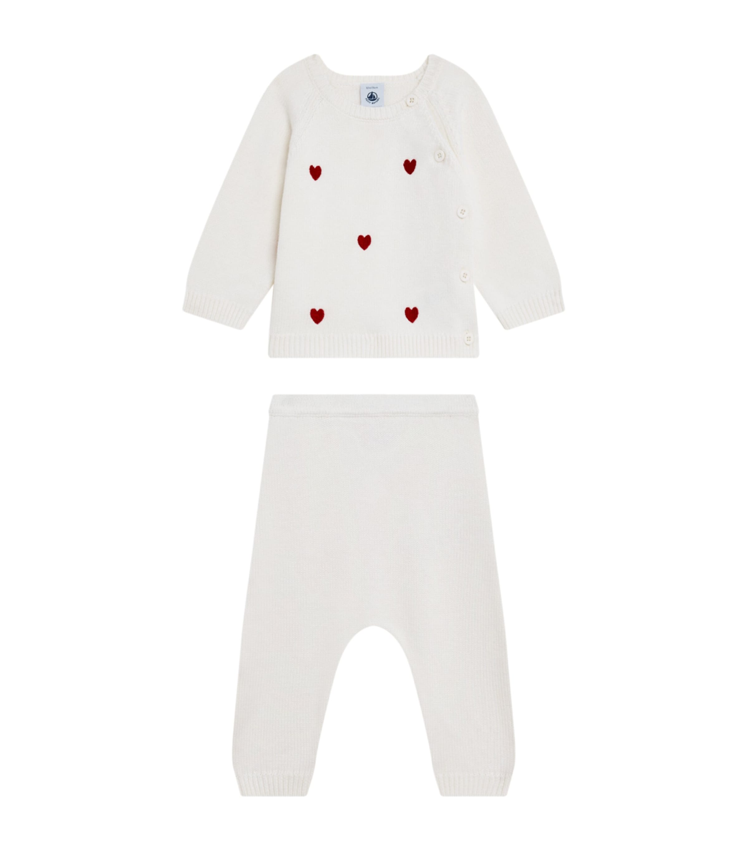 Petit Bateau Knitted Top And Trousers Set In Gray