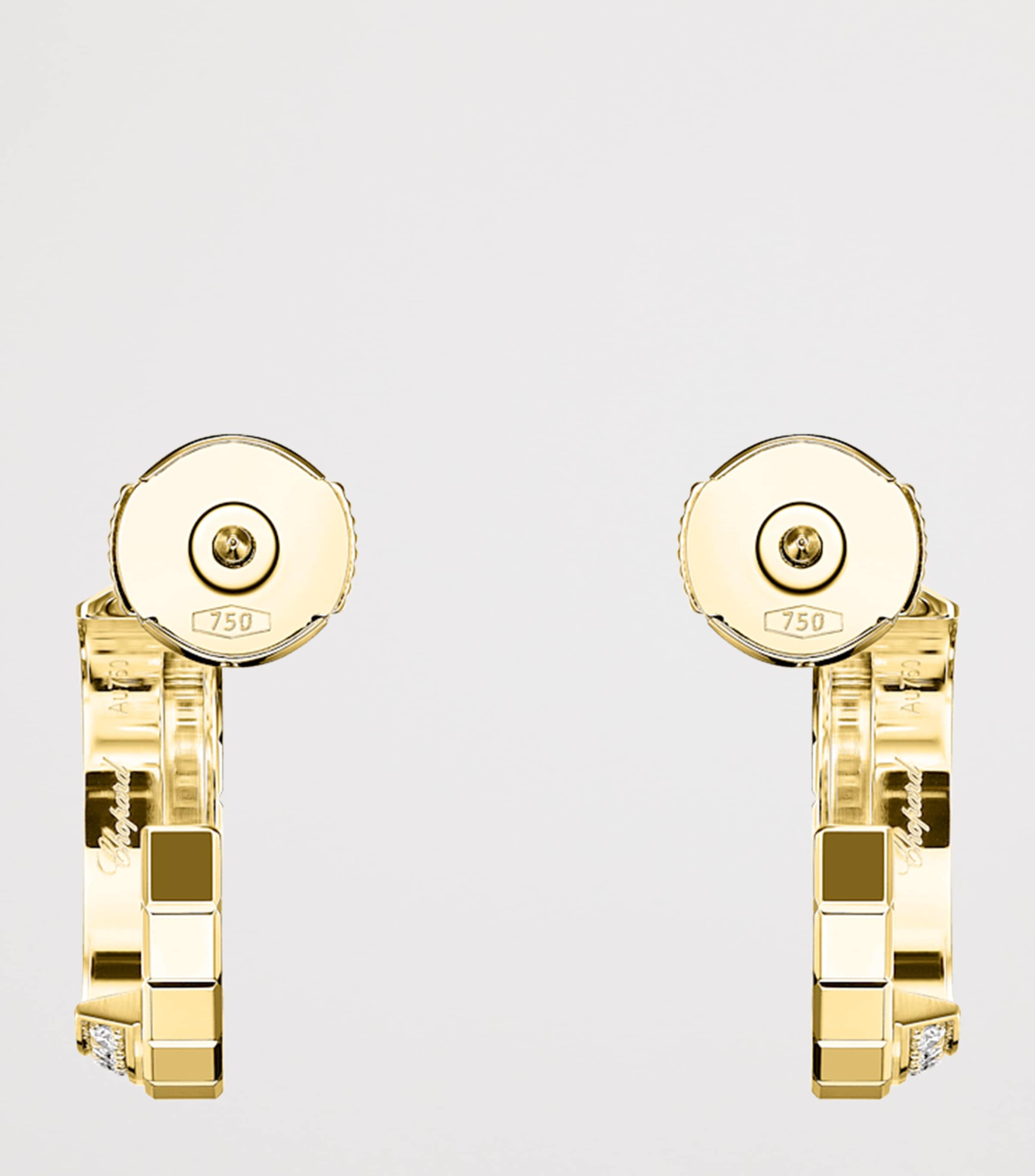 Small Yellow Gold and Diamond Ice Cube Hoop Earrings 18K YELLOW GOLD Image 4