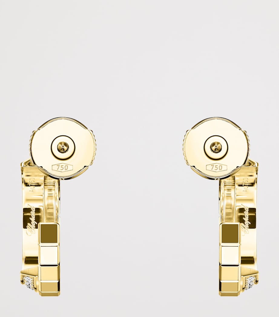 Small Yellow Gold and Diamond Ice Cube Hoop Earrings 18K YELLOW GOLD Image 4