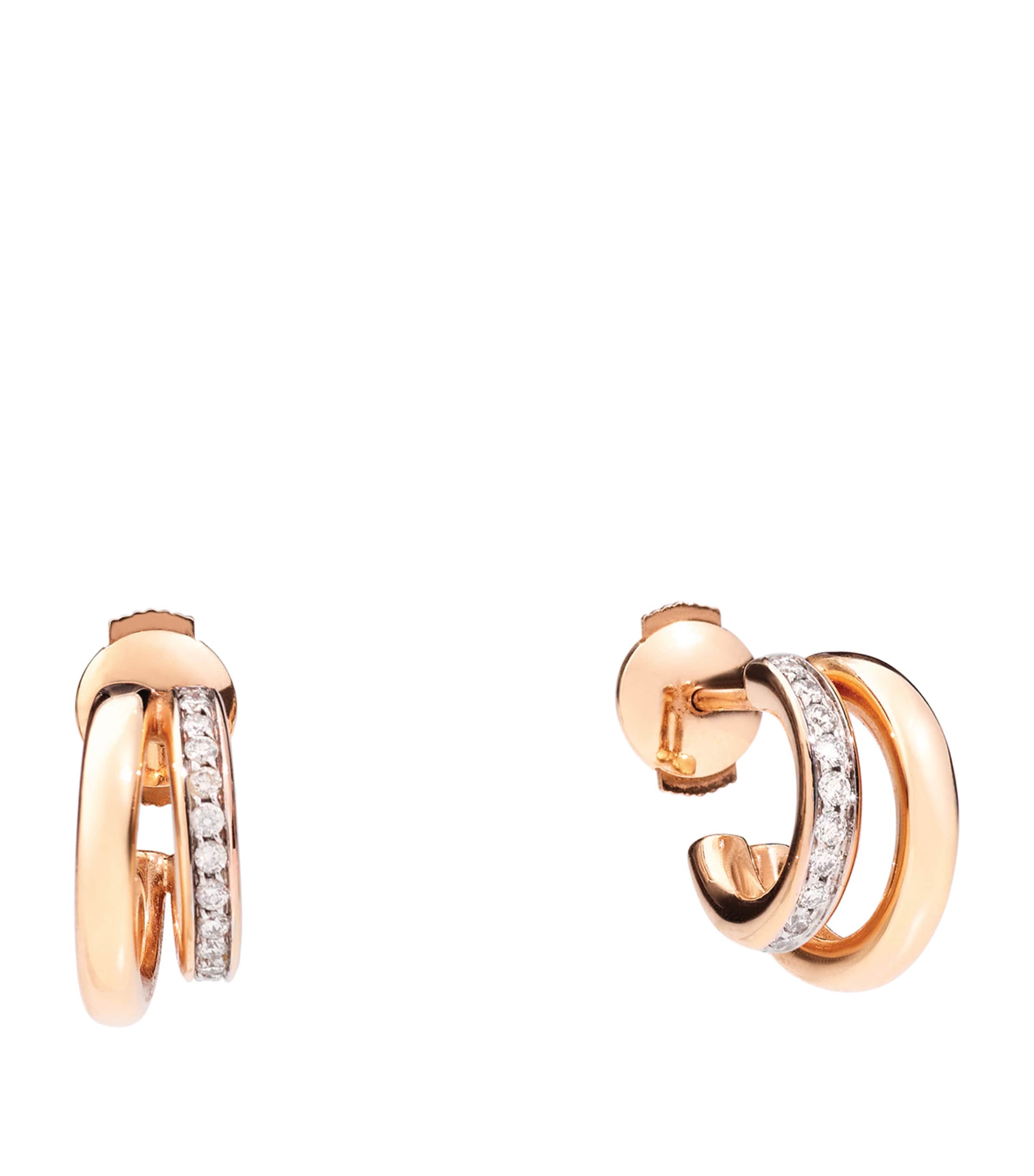 Pomellato Rose Gold And Diamond Together Hoop Earrings In White
