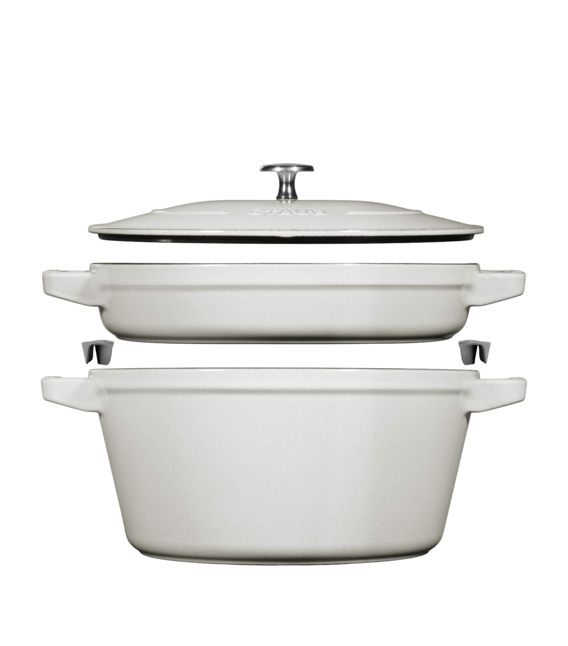 Shop Staub 2-piece Round Stackable Cocotte Set In White