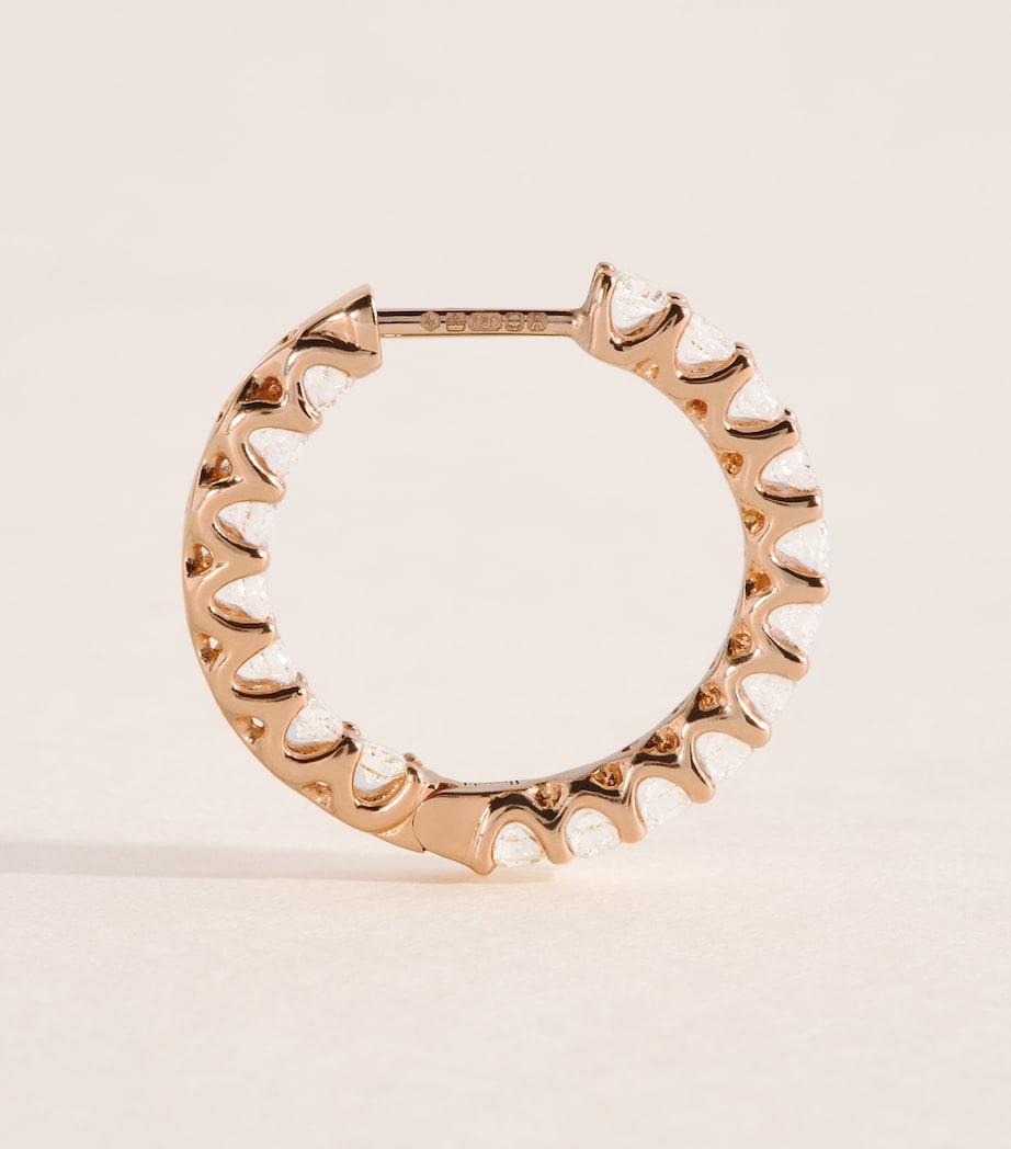 Harrods Medium Rose Gold and Diamond Hoop Earrings (1.25ctw) Rose Gold Image 3