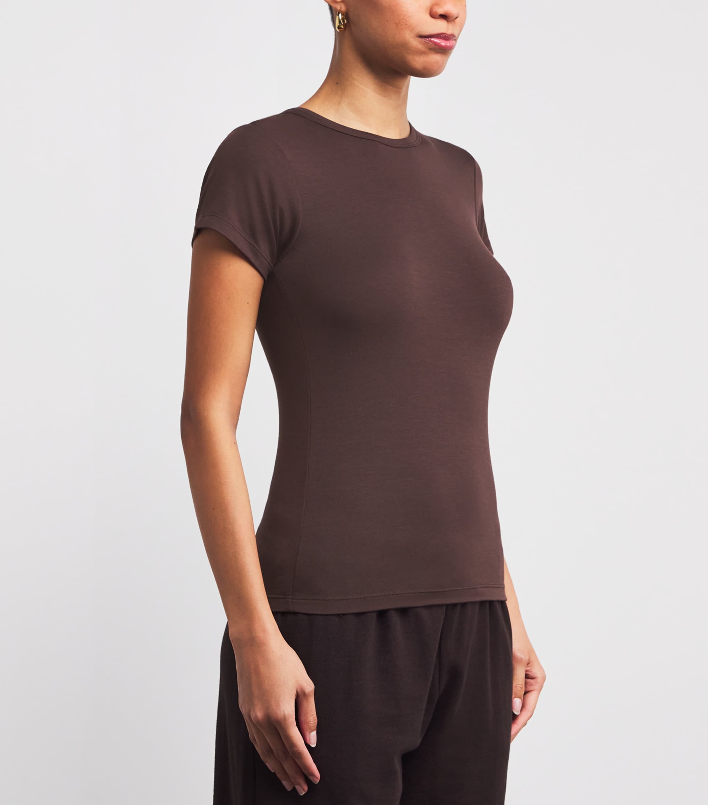 Cotton-Modal Crew-Neck T-Shirt ESPRESSO ESP Image 3