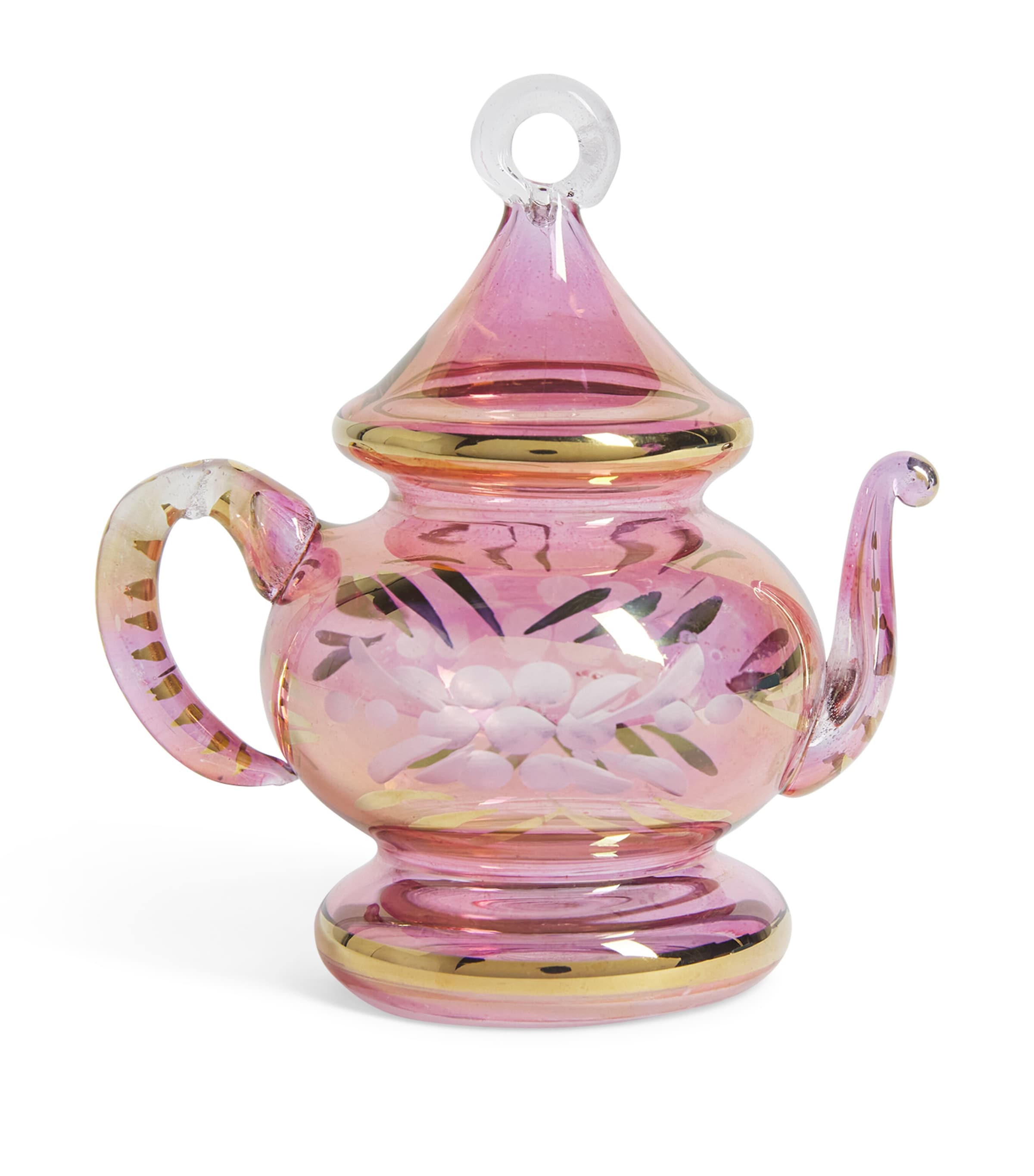 Artifactually Glass Teapot Tree Decoration Pink Image 1