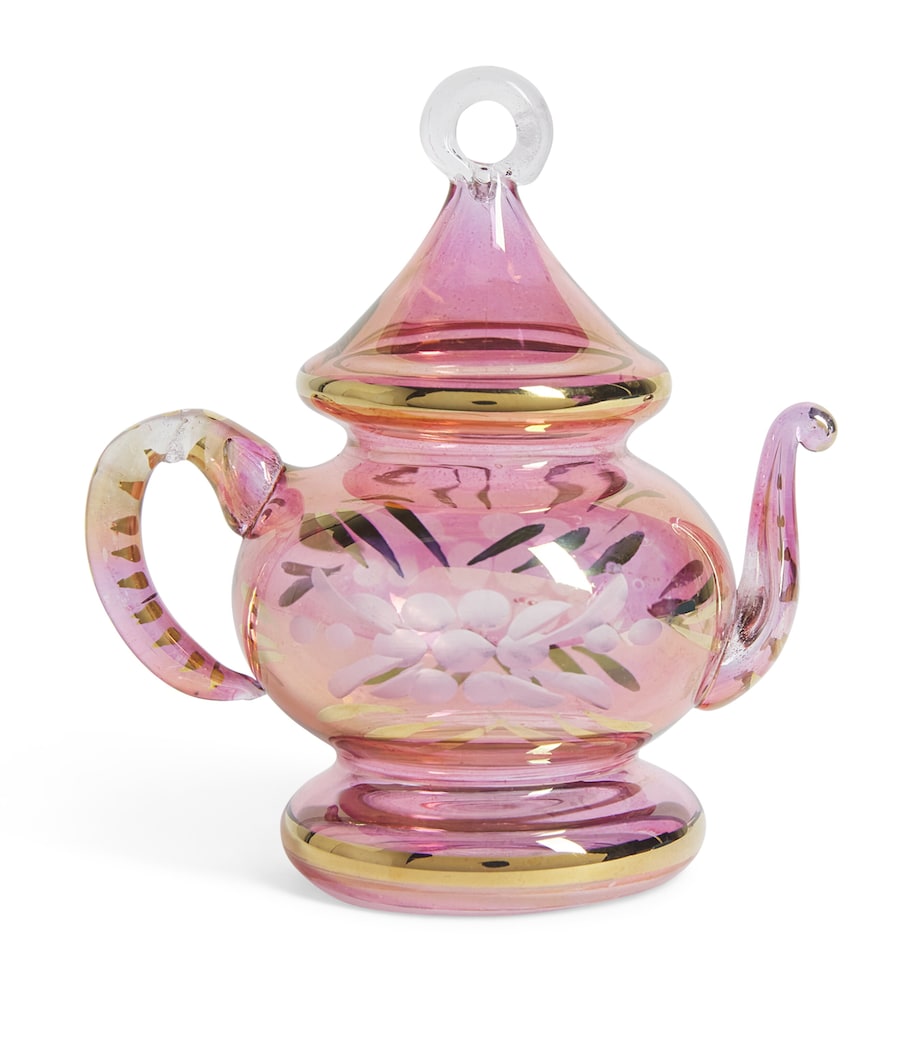 Artifactually Glass Teapot Tree Decoration Pink Image 1