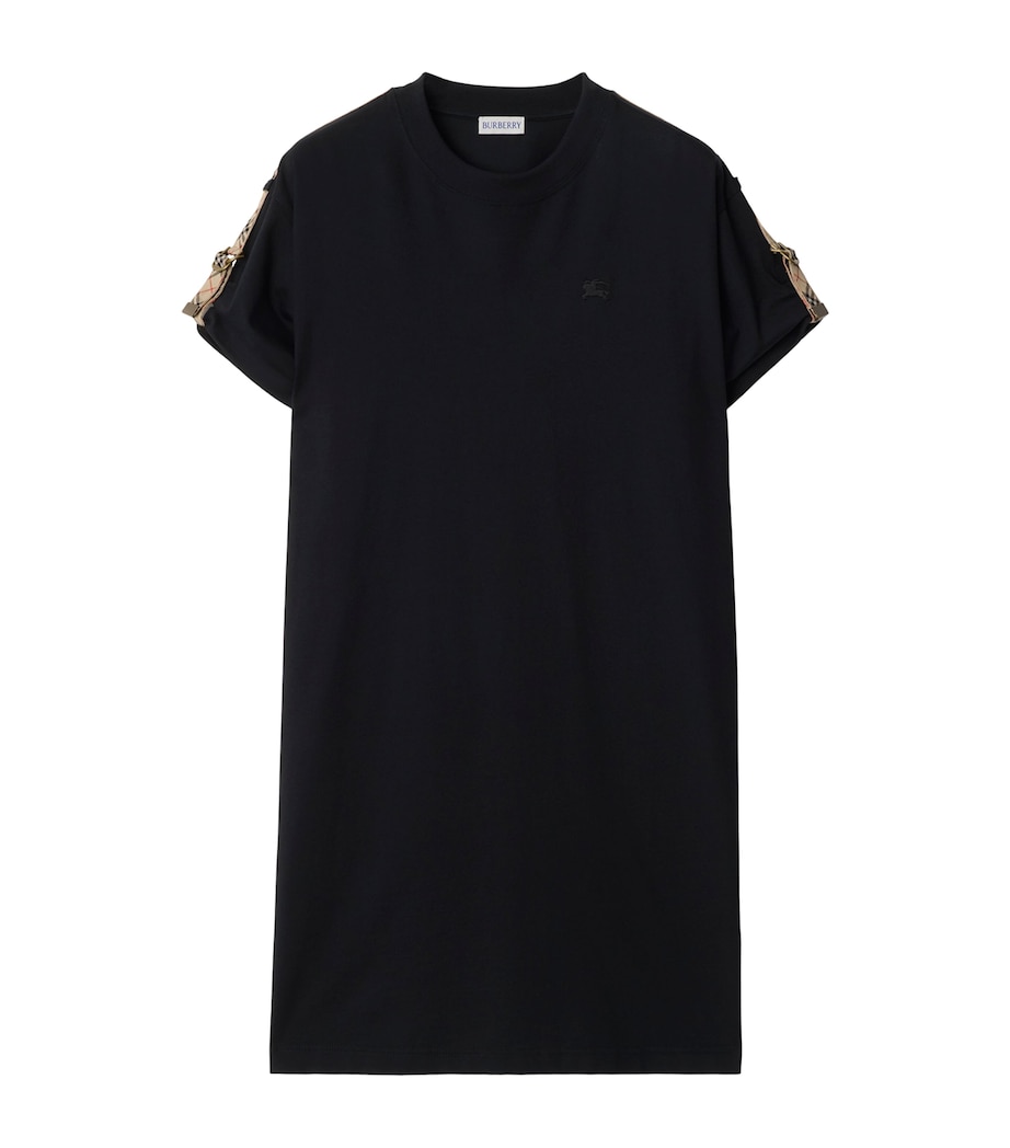 Cotton Check-Trim Mini Dress BLACK Image 1