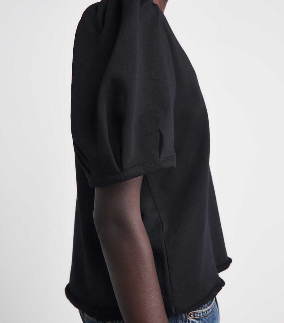 ME+EM Womens Organic Cotton-Blend Puff-Sleeve Top Black Image 3