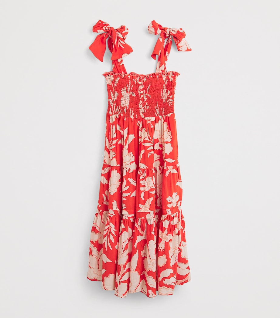 Poupette St Barth Kids Printed Triny Midi Dress (4-12 Years) Coral Palm Beach Image 2