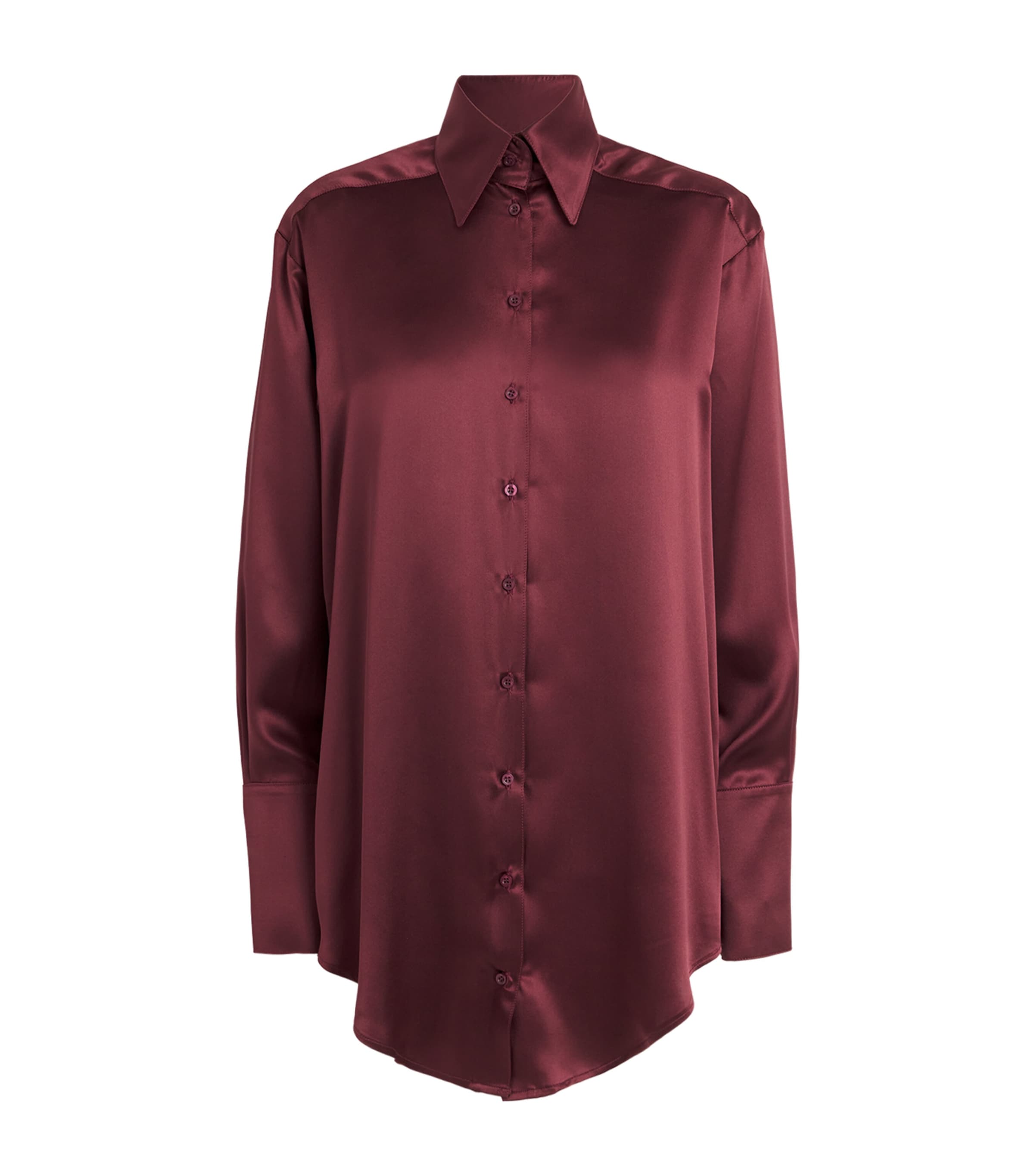 Shop Laura Pitharas Silk Oversized Shirt In Purple