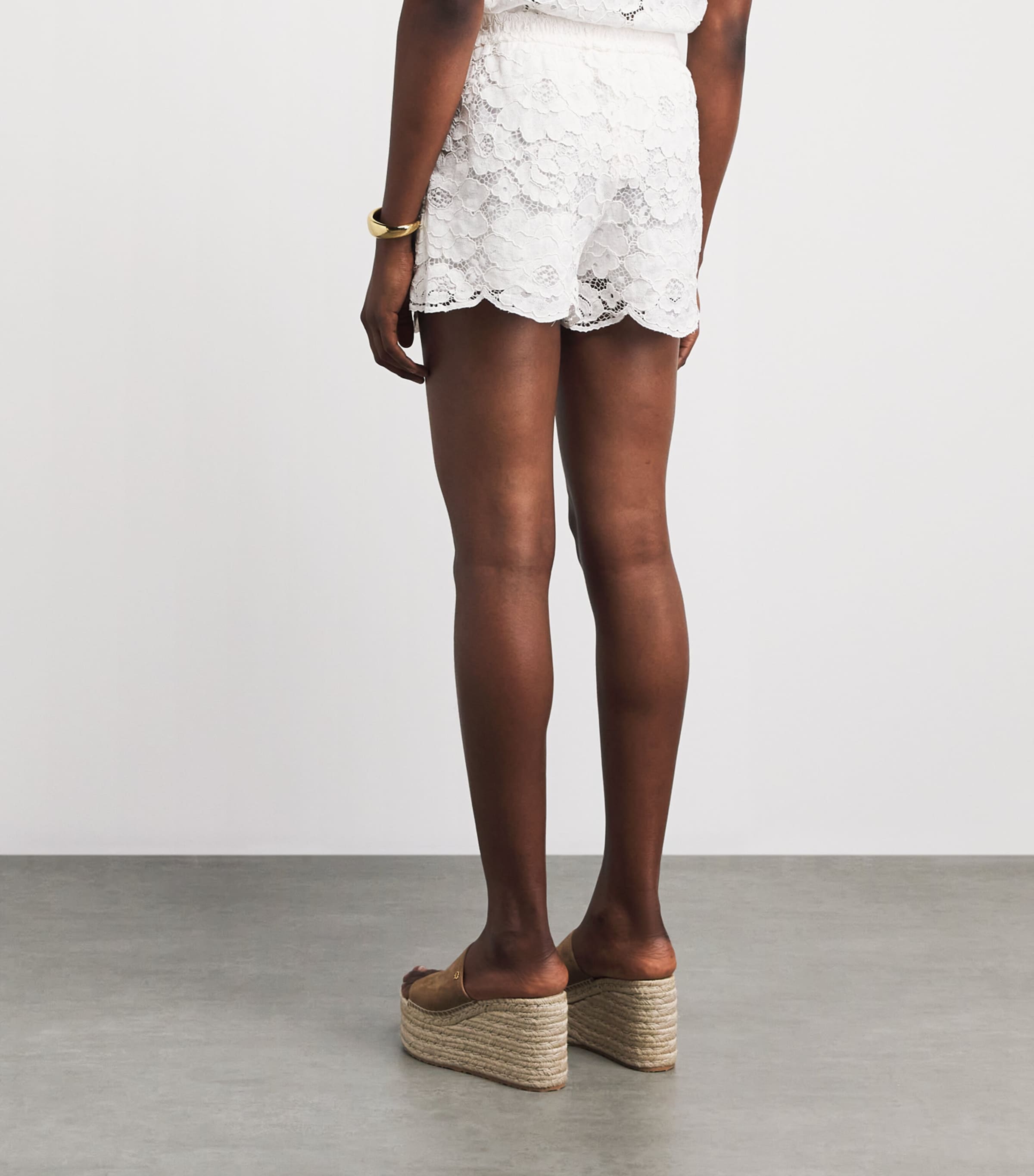 Alice+Olivia Womens Lace Drawstring Kenley Shorts Off White Image 5