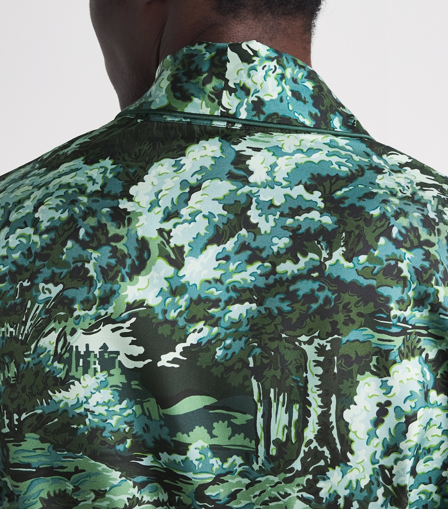 Olivia von Halle Mens Silk Twill Forest Mescal Robe Linden Image 3
