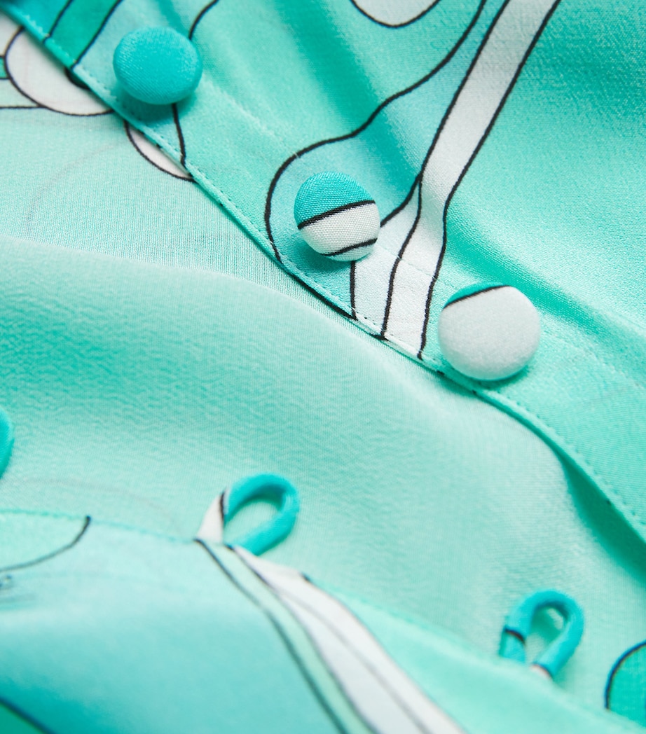 Silk Orchidee Print Kaftan 019/TURQUOISE Image 6