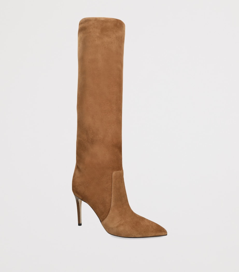 Suede Stiletto Heeled Boots 85 BROWN Image 3