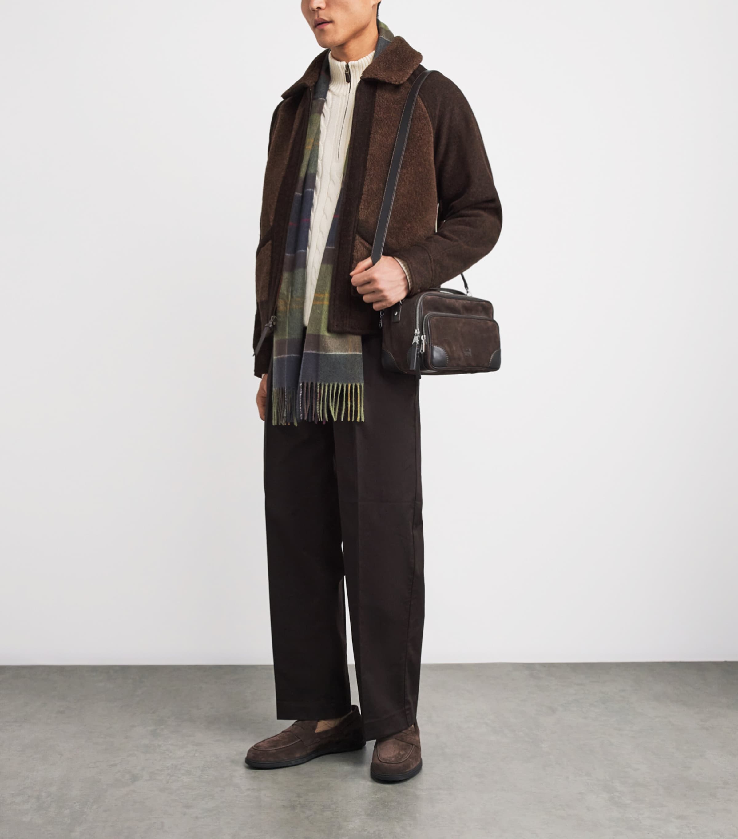 Double-Knit Fleece-Detail Jacket BROWN Image 2