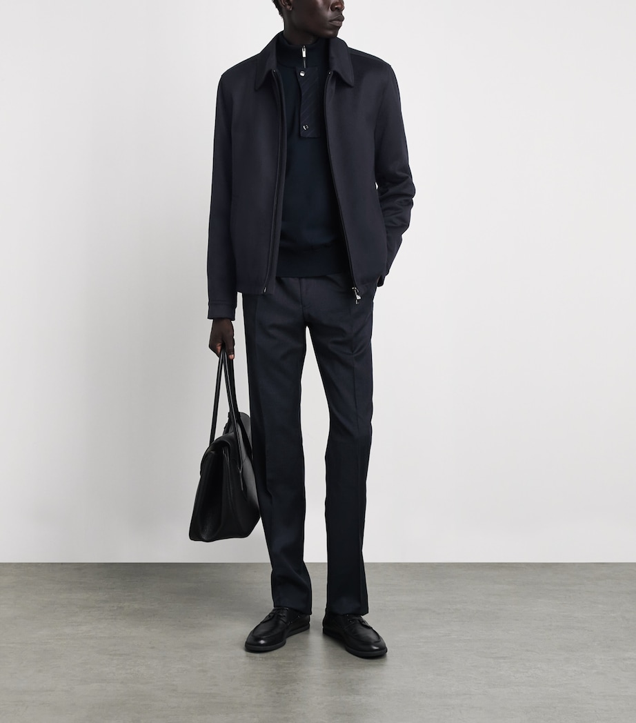 Corneliani Mens Cashmere Collar Jacket Navy Blue Image 2