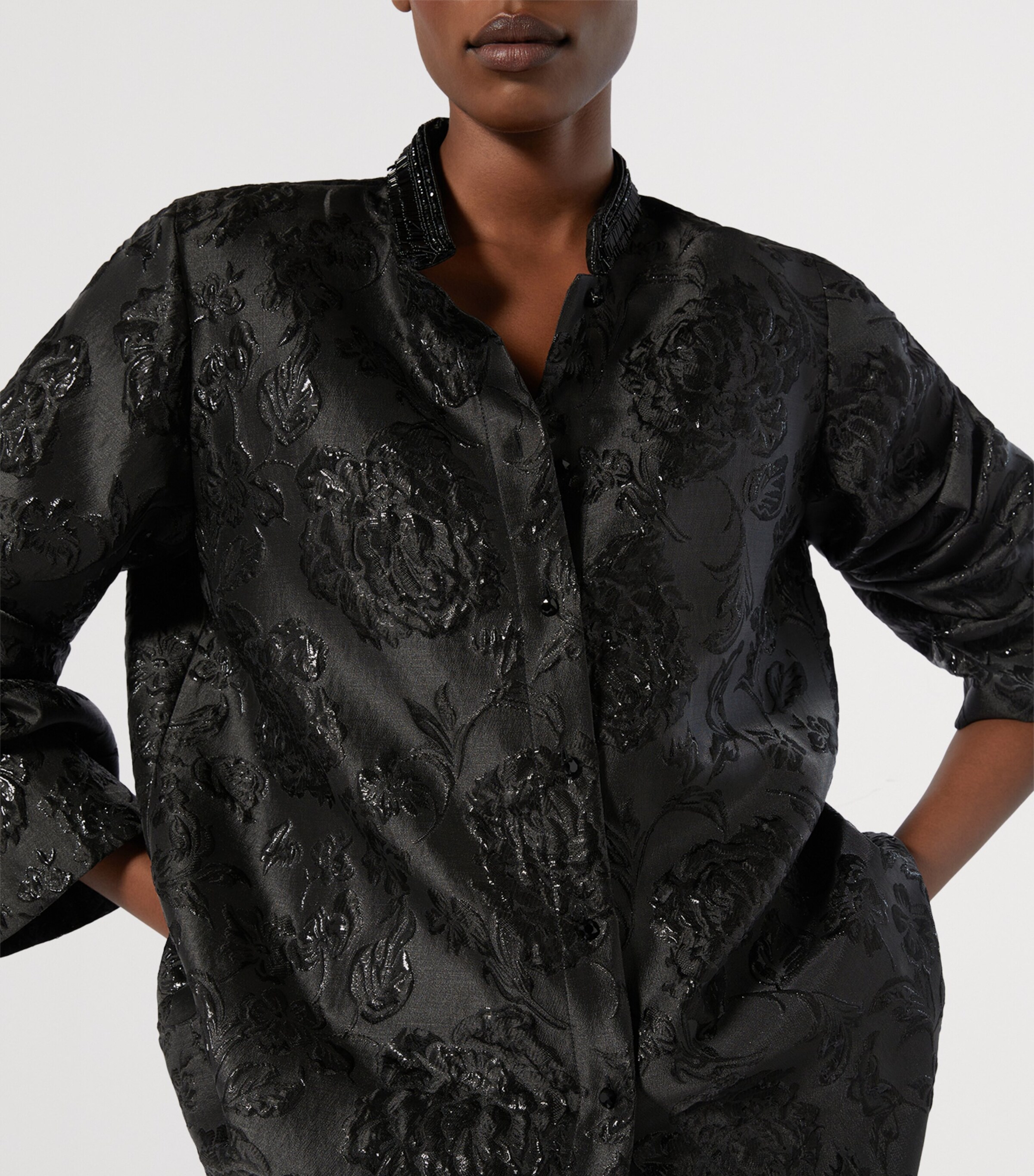 Cloque Embellished Rupia Shirt BLACK Image 5