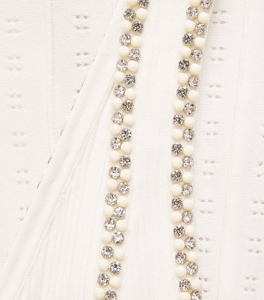 Sandro Paris Womens Knitted Embellished Midi Dress White Image 6