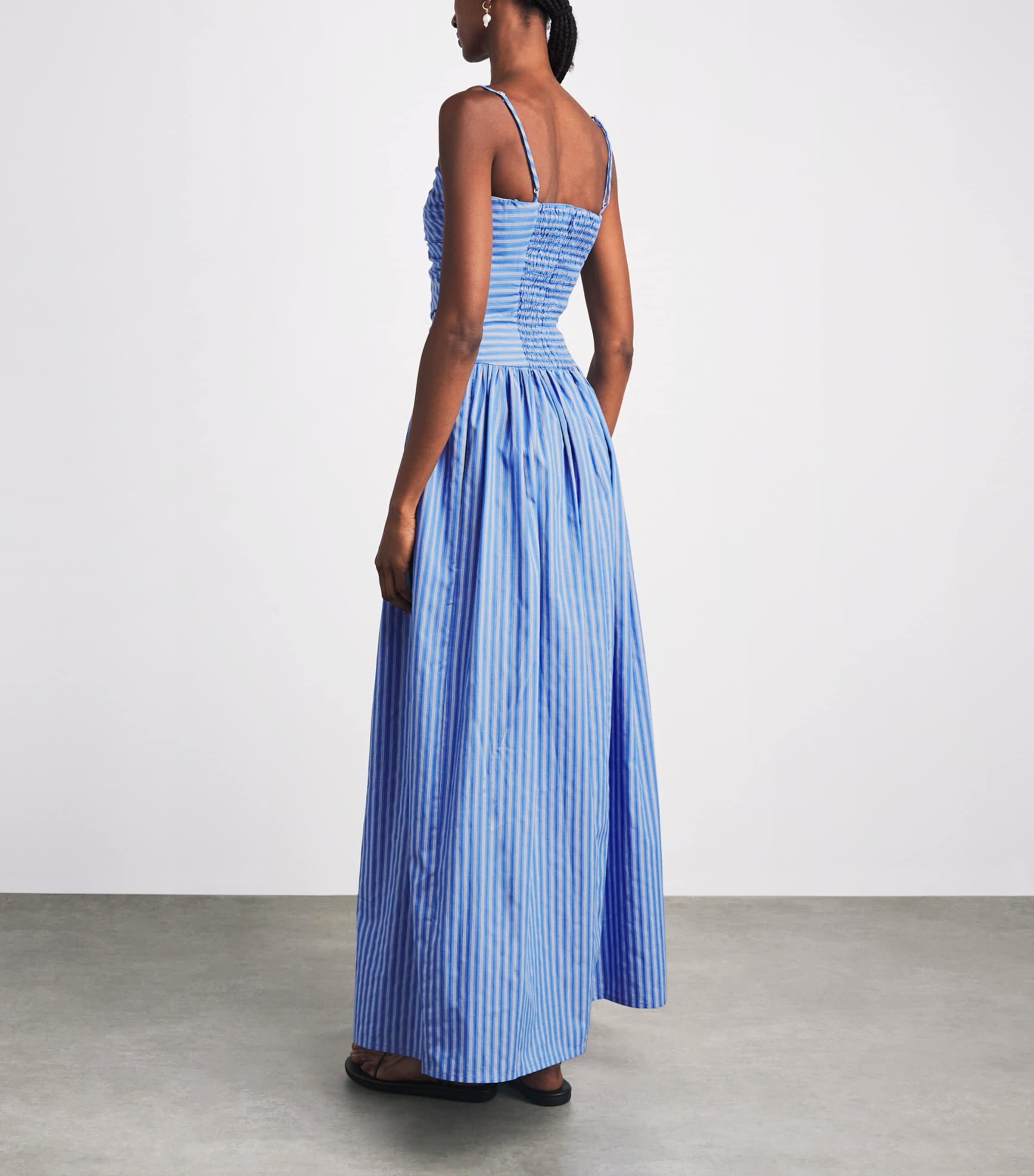 Faithfull The Brand Womens Cotton Stripe Portlligat Maxi Dress Joao Strp Azlejo Blu Image 4