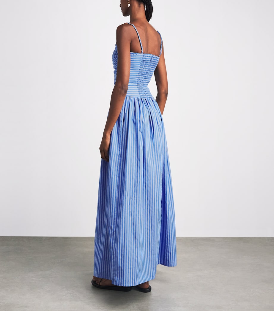 Faithfull The Brand Womens Cotton Stripe Portlligat Maxi Dress Joao Strp Azlejo Blu Image 4