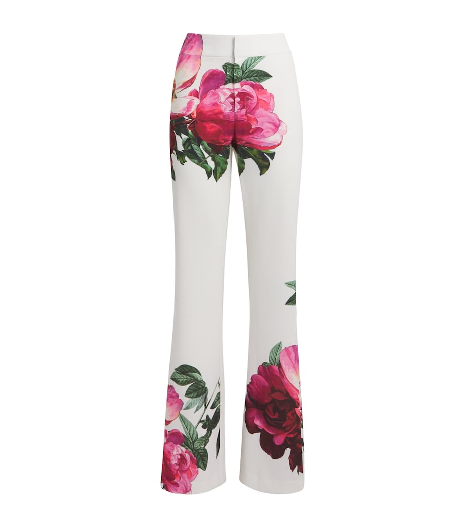 Alice+Olivia Womens Floral Print Andrew Flared Trousers O/white Image 1