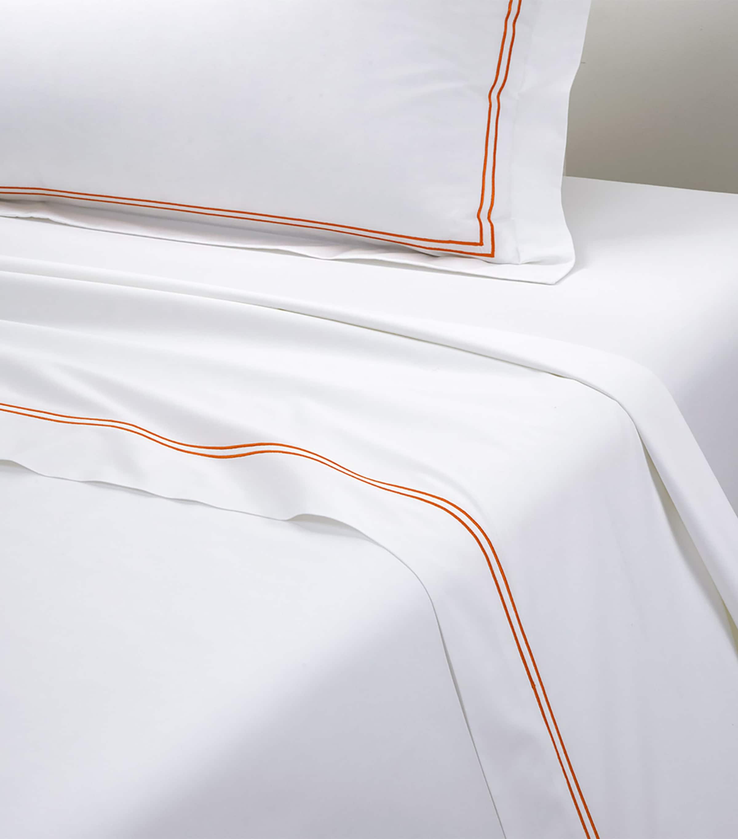 Yves Delorme Organic Cotton Duo Orange Double Flat Sheet (240cm x 295cm) Orange Image 2