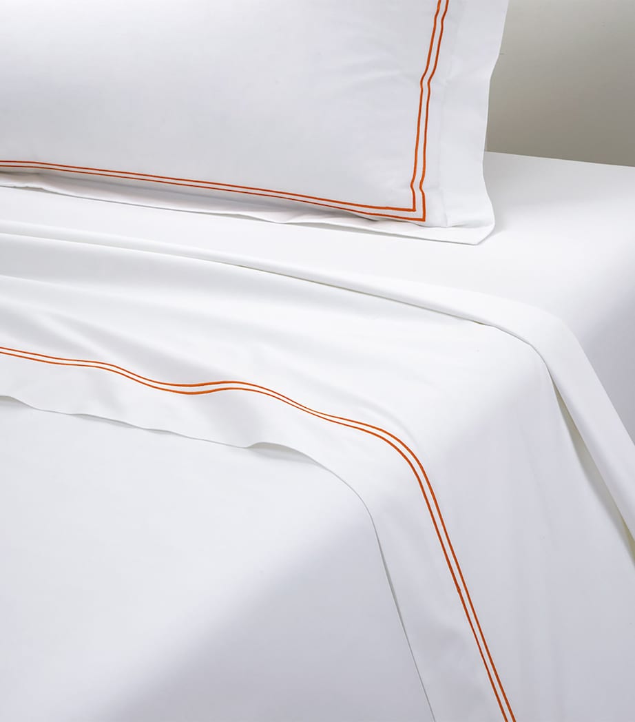 Yves Delorme Organic Cotton Duo Orange Double Flat Sheet (240cm x 295cm) Orange Image 2