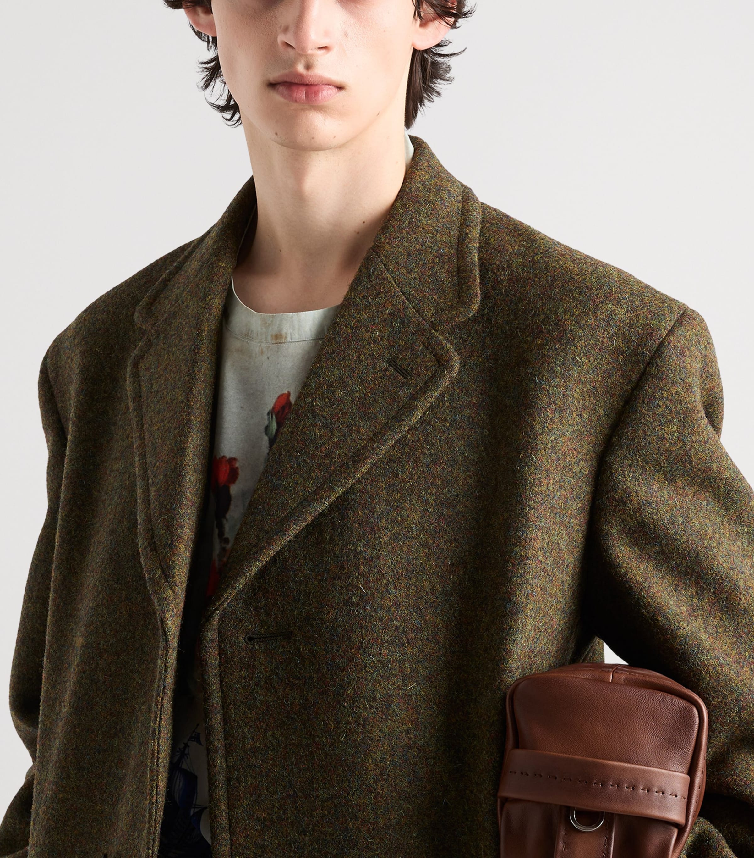 Prada Mens Wool Single-Breasted Coat Green Image 3