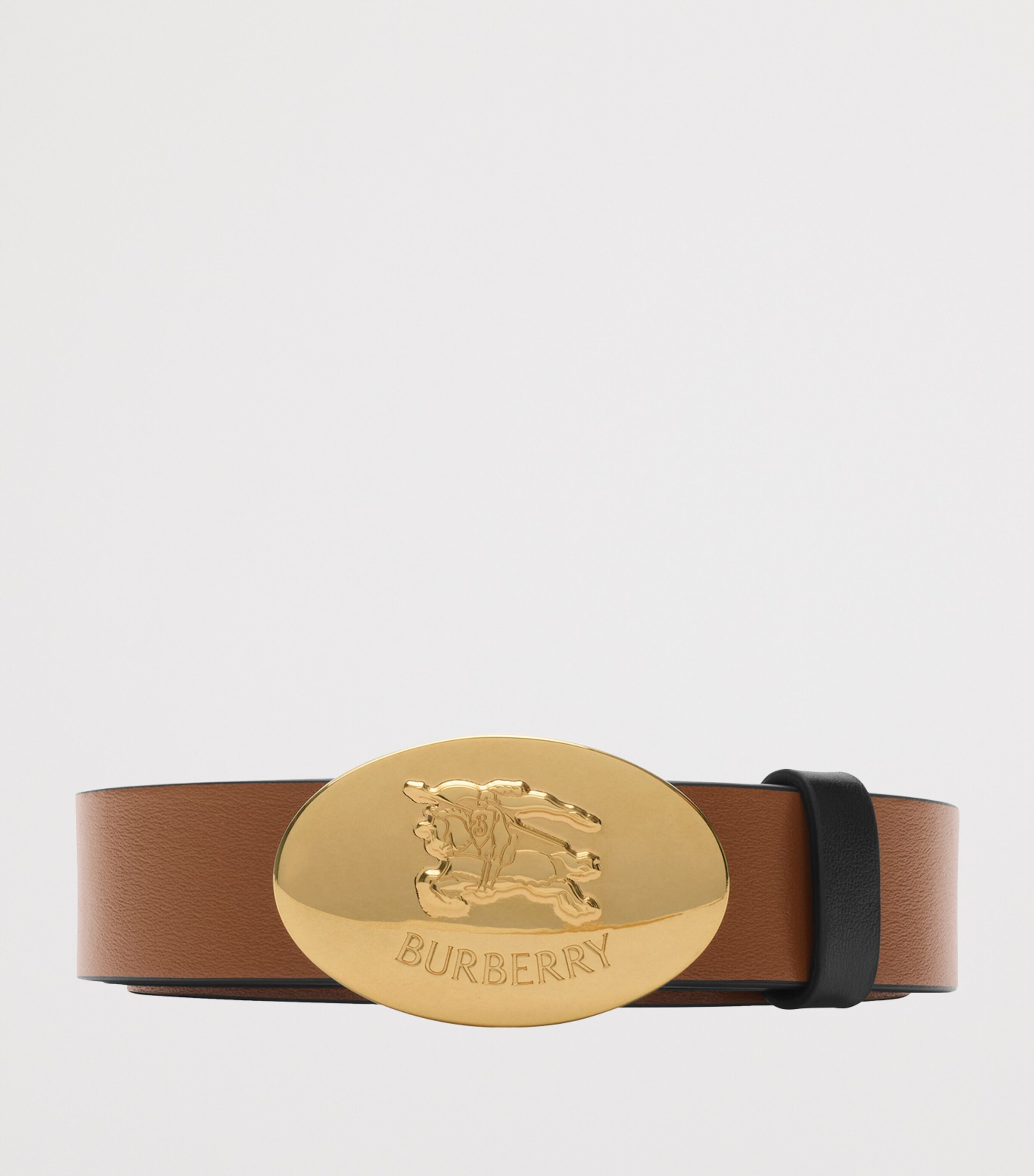 Leather Oval Knight Stamp Belt BLACK/HAZEL Image 4