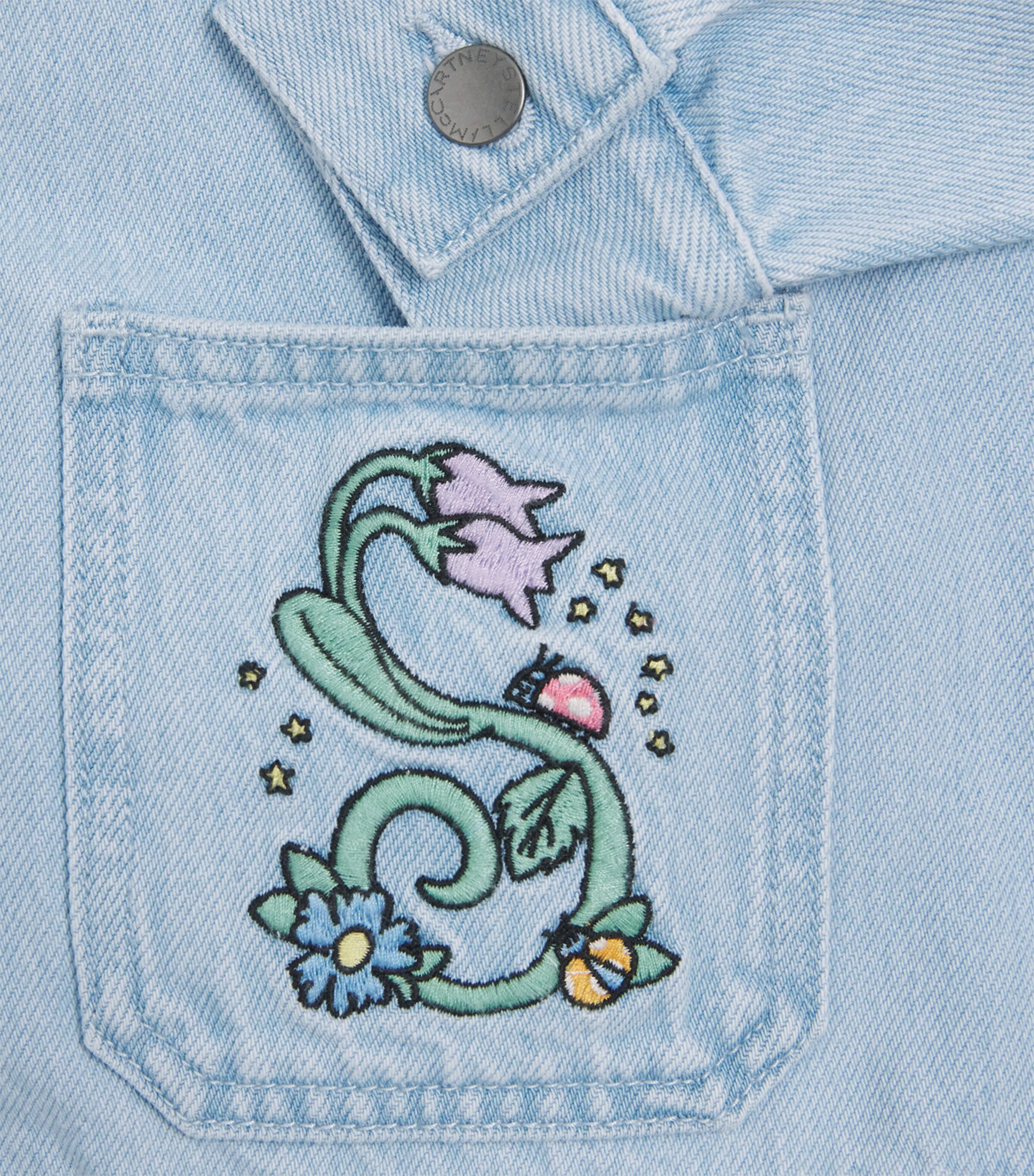 Floral Embroidered Denim Jacket (14 Years) 600LIGHT BLUE Image 4