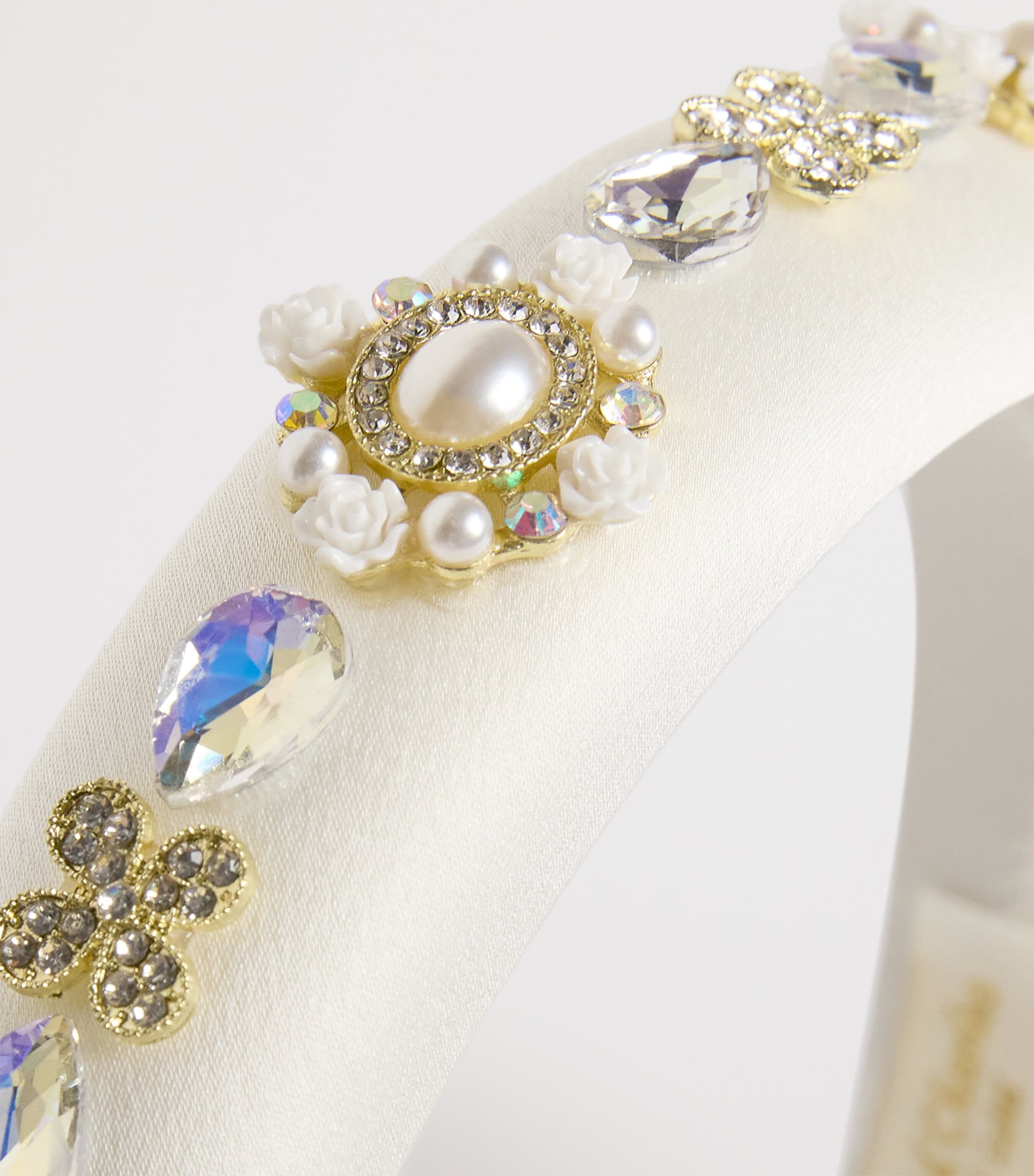 David Charles Crystal Embellished Headband L Ivory Image 3