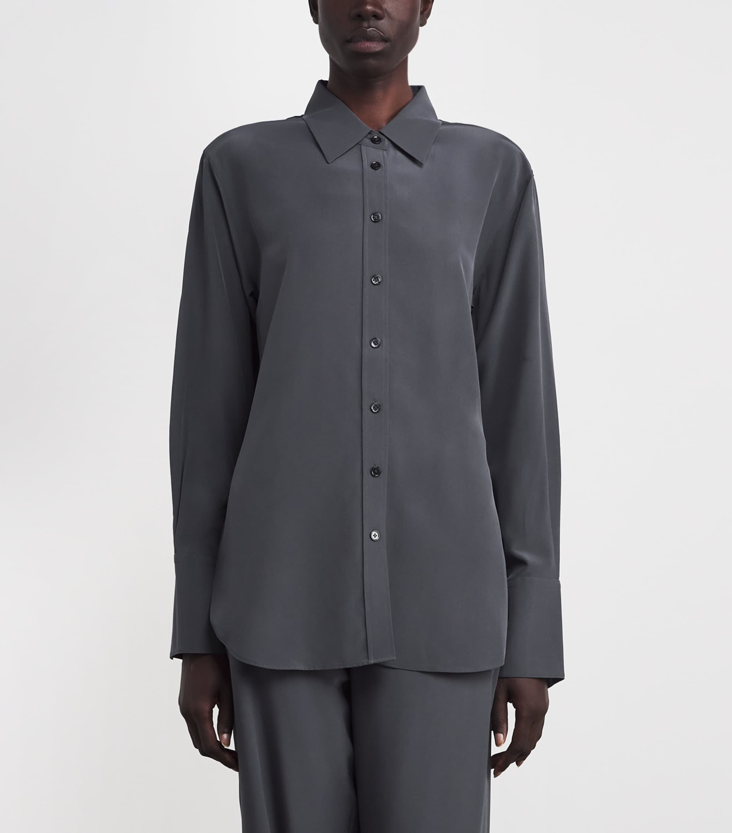 Silk Crepe de Chine Joe Blouse SMOKE Image 3