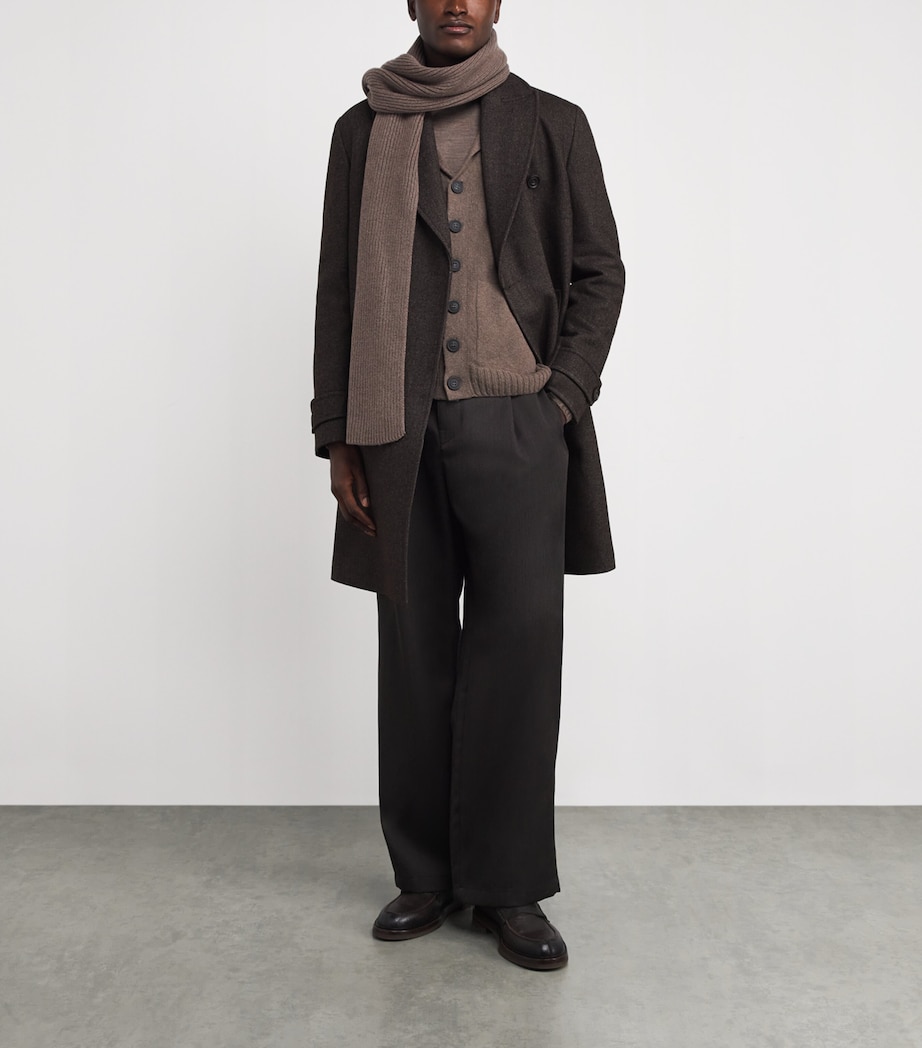 John Smedley Cashmere-Wool Ribbed Scarf Toast Image 3
