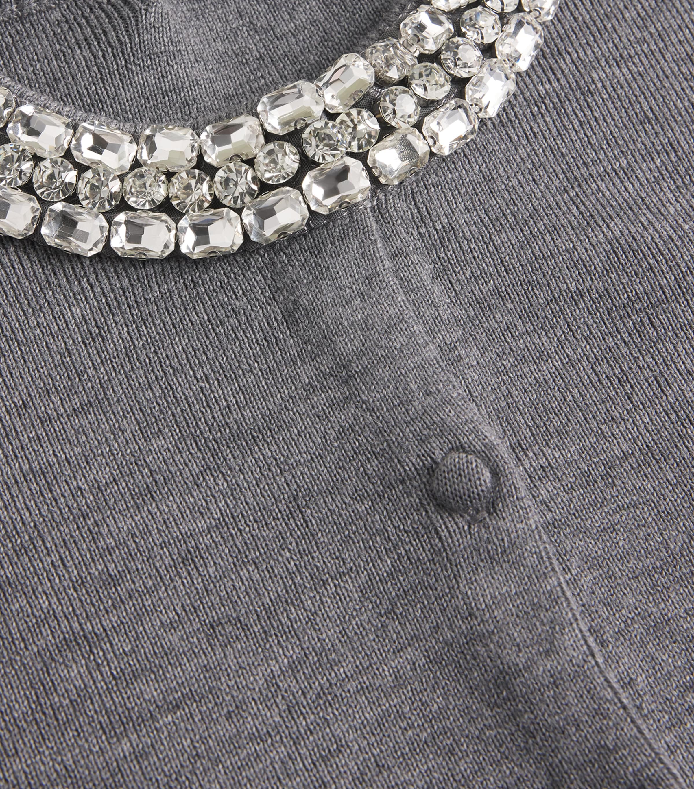 Merino Wool Embellished Daro Cardigan E0167 D/HEATHER GREY Image 5