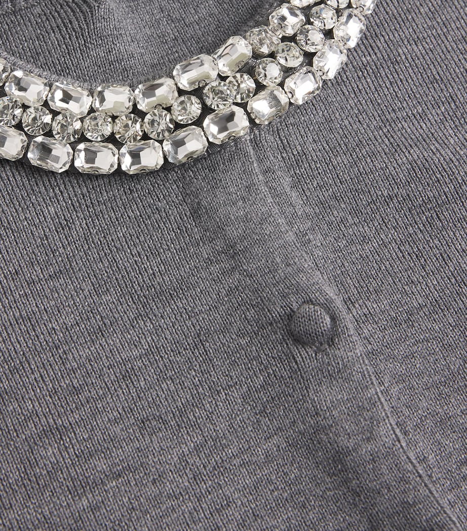 Merino Wool Embellished Daro Cardigan E0167 D/HEATHER GREY Image 5